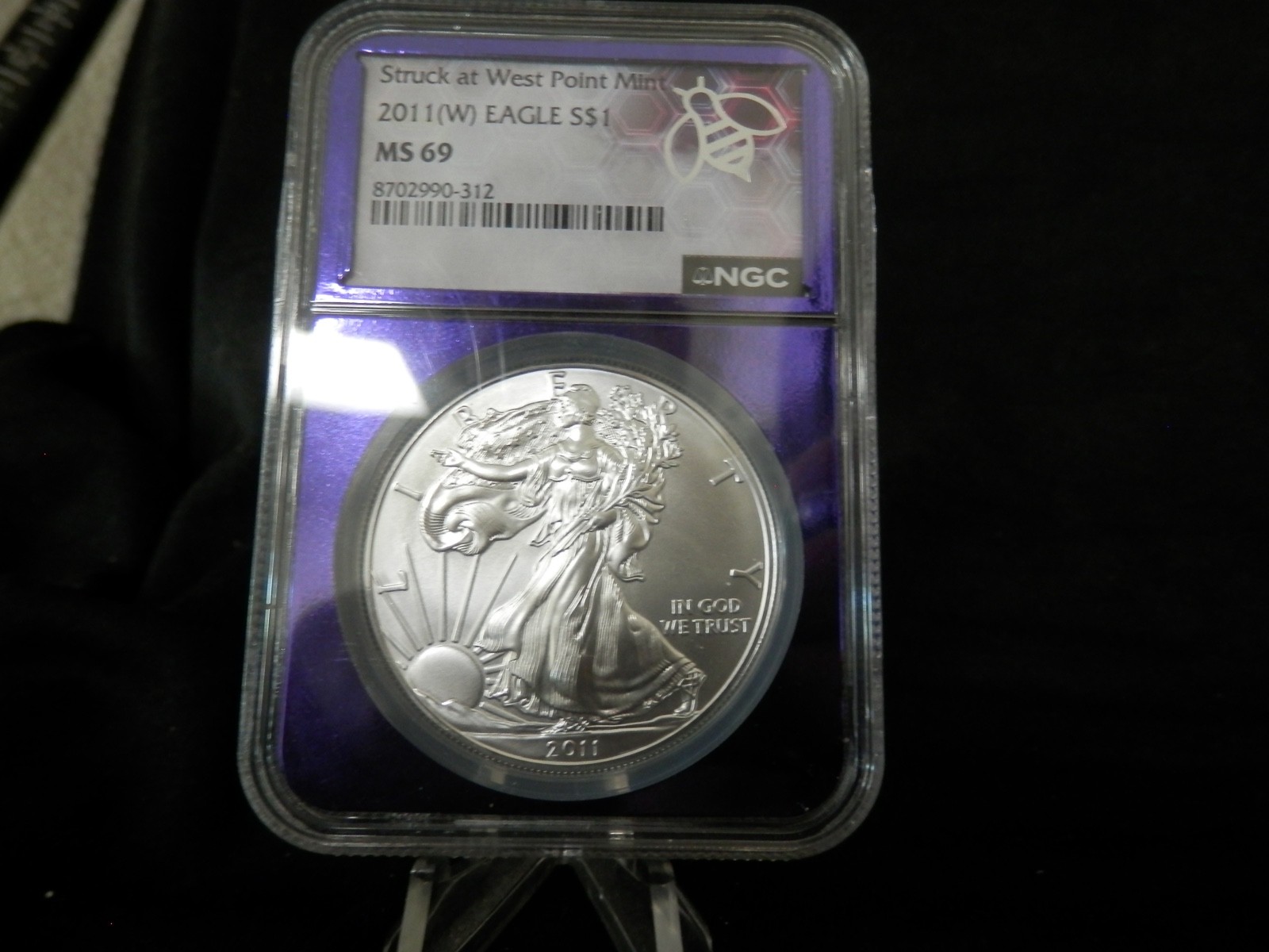 2011 W 1 oz Silver Eagle NGC MS69 Struck At West Point Mint Special Purple Slab