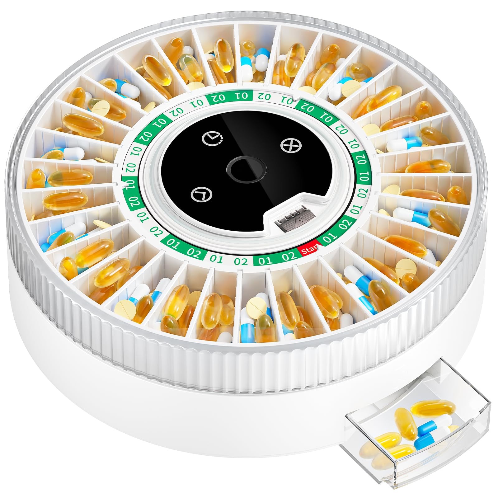 Colorwing 2025 Smart Pill Dispenser 31-Slot Fingerprint Lock Bluetooth Alarms