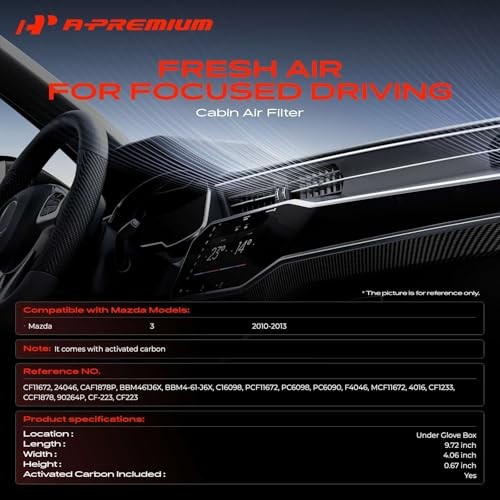 2-PC Cabin Air Filter with Activated Carbon - Compatible with Mazda Models - 3