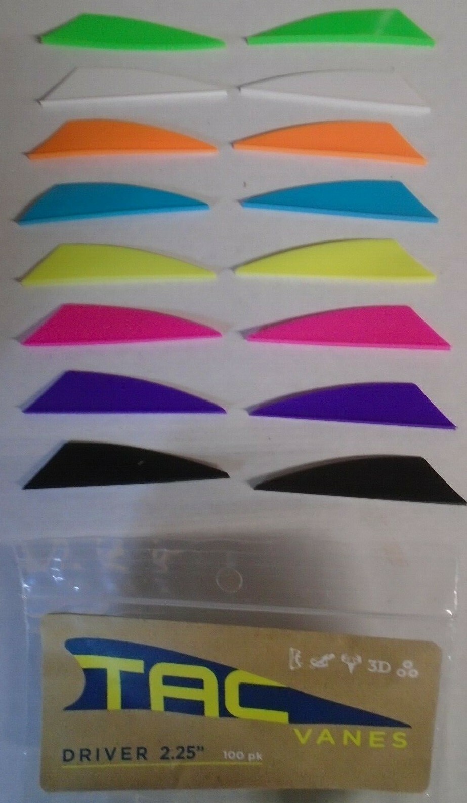 100 TAC Driver 225 Vanes! BUILD YOUR BAG! 2.25" white neon yellow green black