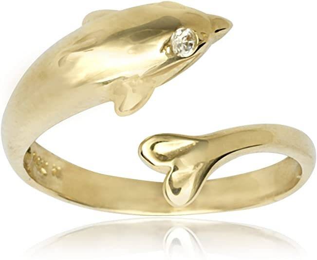 Solid 10K Yellow or White Gold Adjustable Nautical Dolphin Toe Ring -Nautical