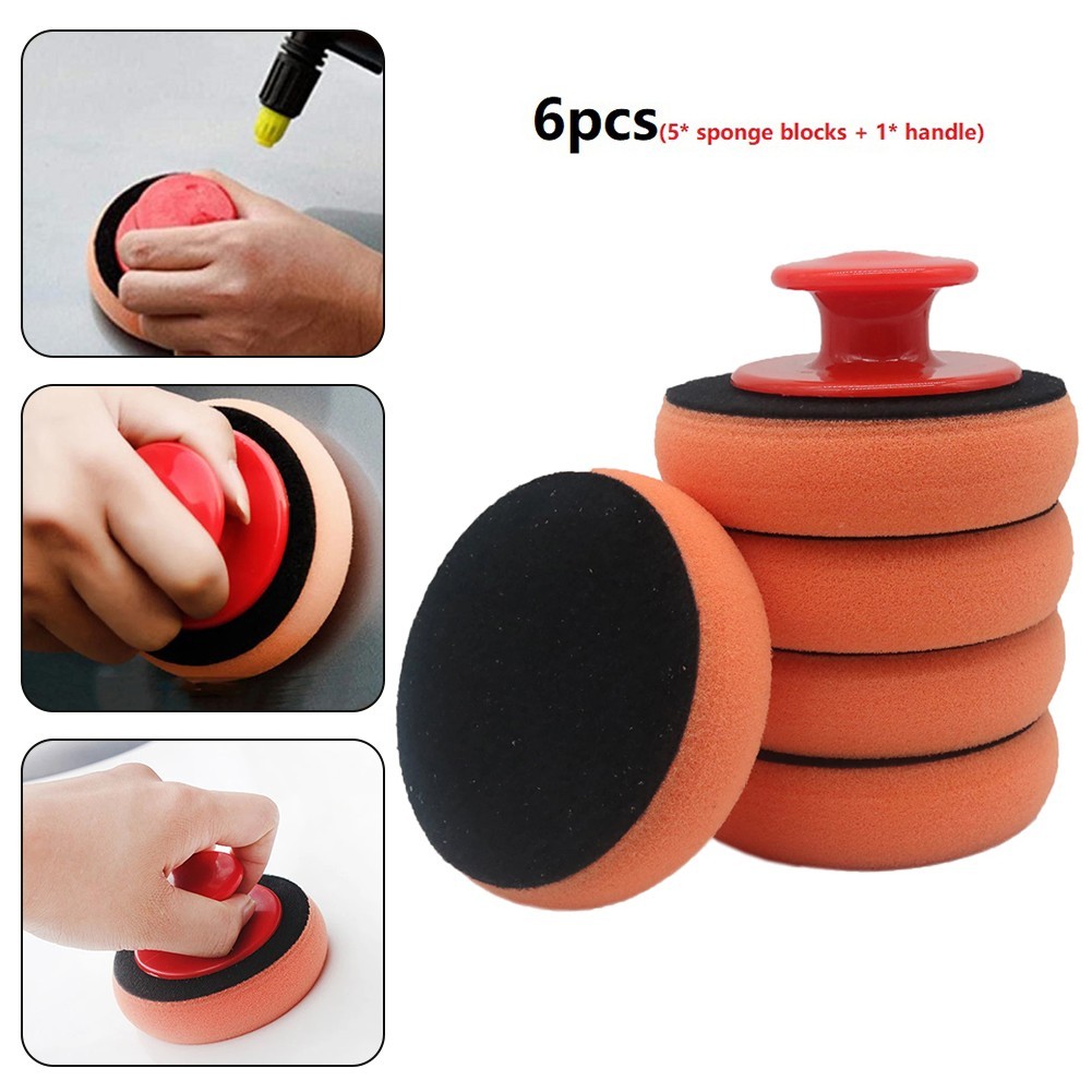 Waxing Sponge Polishing Applicator Pad Sponge Cleaning Foam Sponge Handle