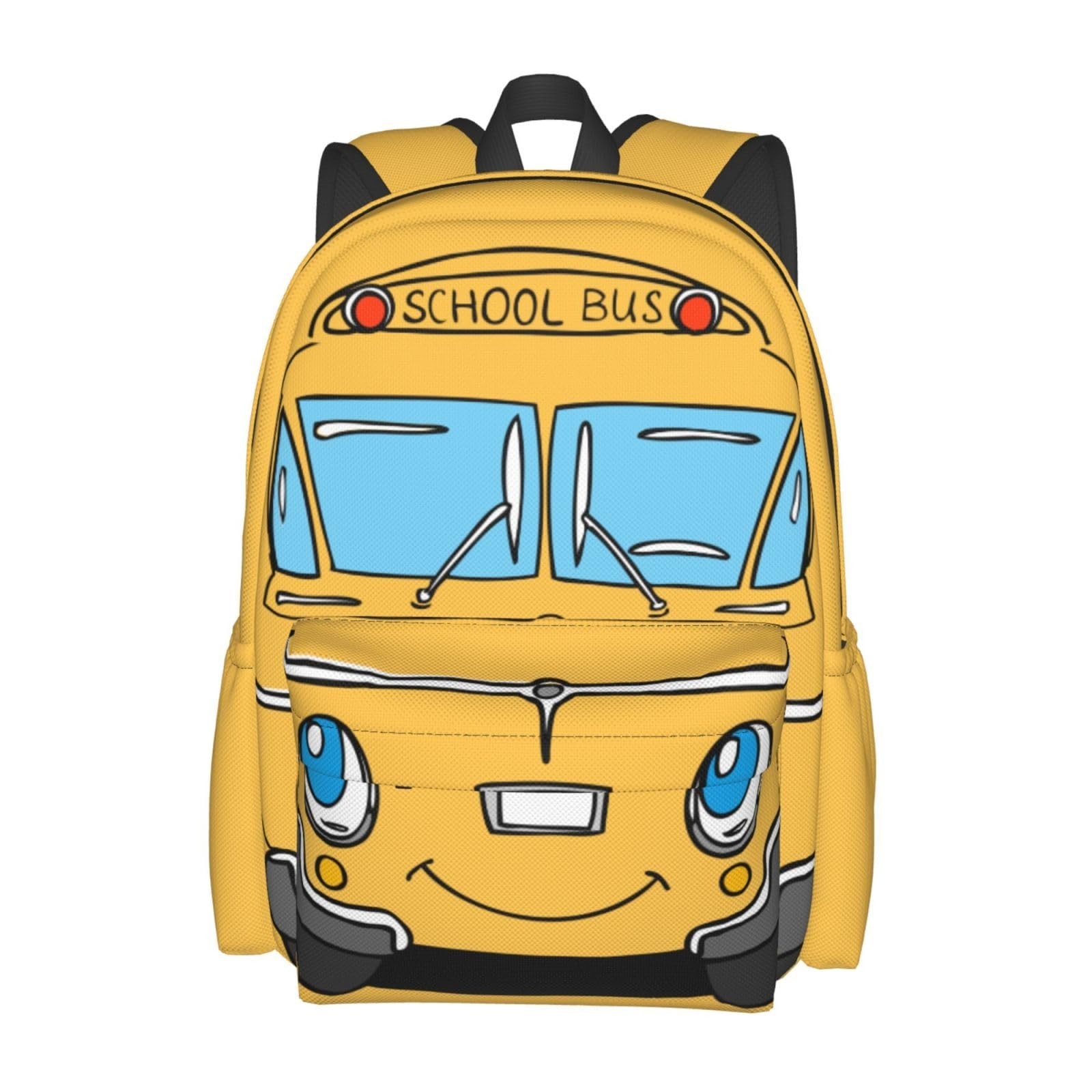 17 Inch Backpack With Adjustable Shoulder Straps Yellow Bus Lightweight Bookb...