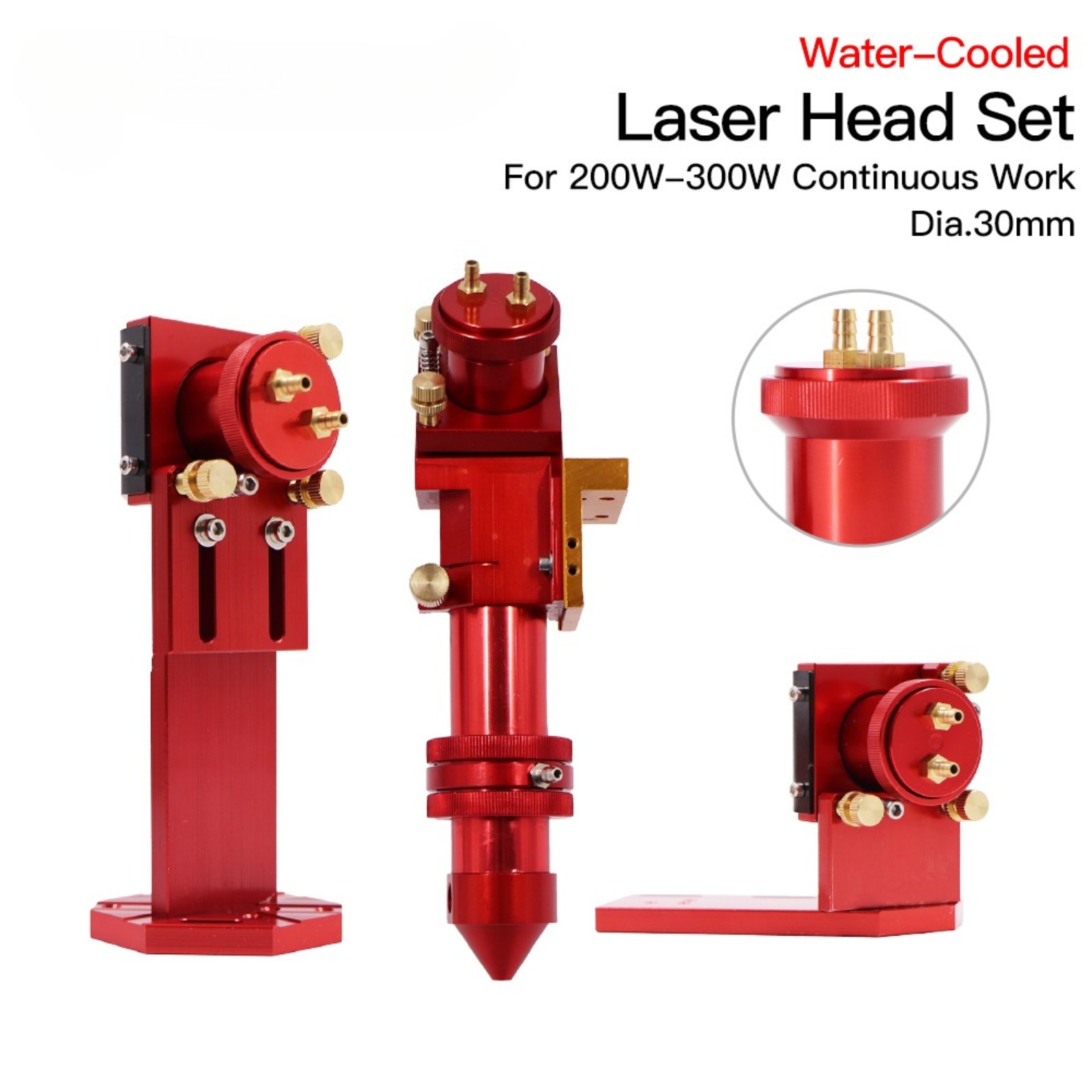 CO2 Laser Head Water Cooling 30mm Mirror 25mm Lens FL50.8/63.5mm For Engraver