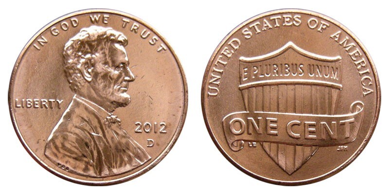 2012 D LINCOLN PENNY CENT - 1c Lincoln Union Shield theme ** ON HAND **
