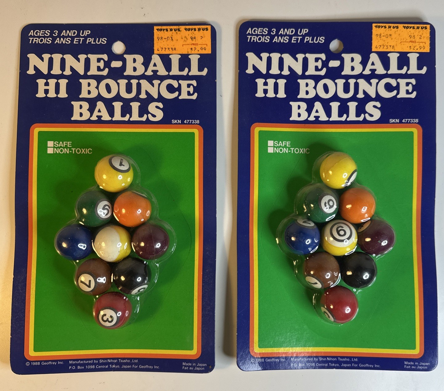 2 Vintage 1988 Novelty Set NOS Pool Billiard Super Balls  Rubber Hi Bounce Japan