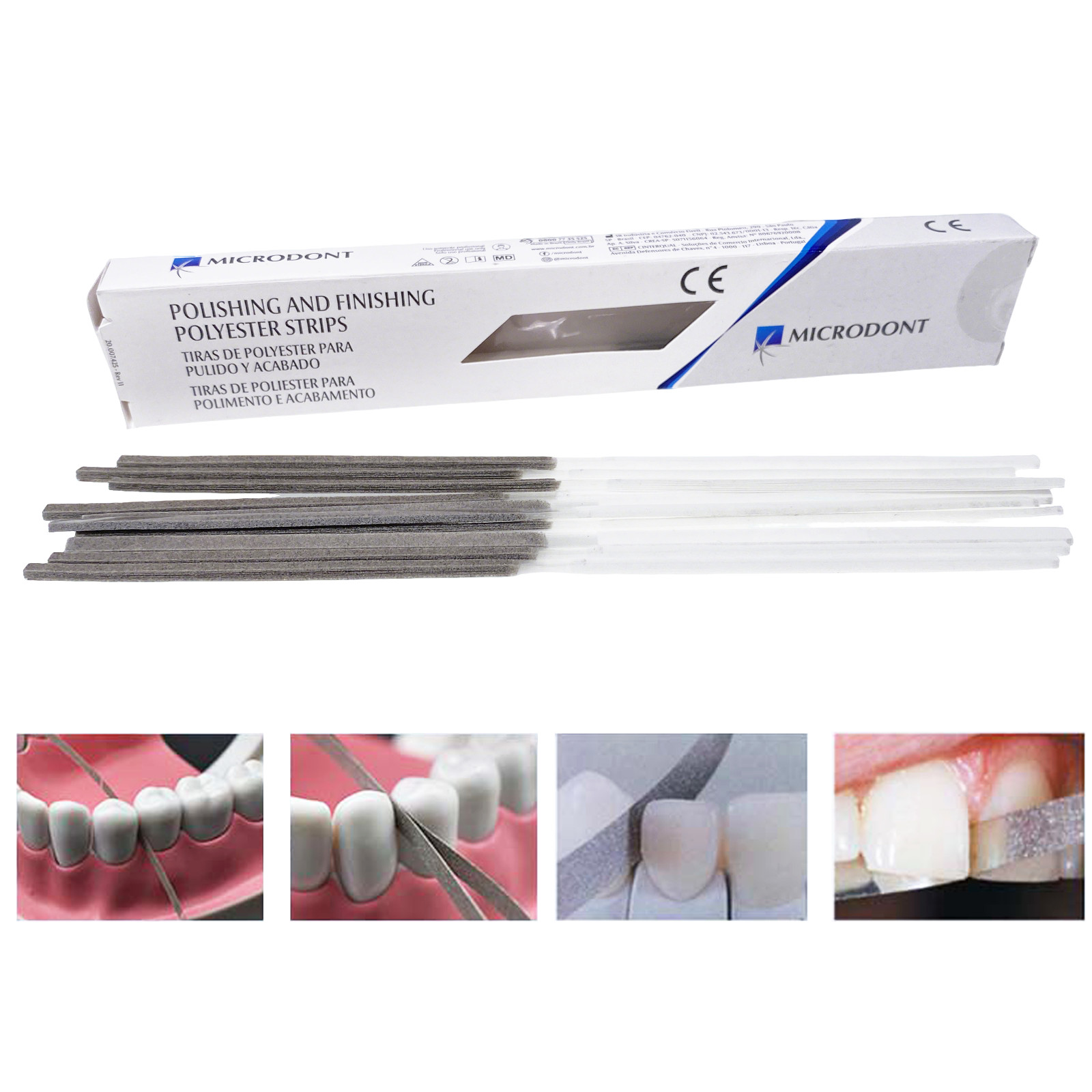 Microdont Dental Polishing Strips Polyester One 2.5 mm Medium/Fine 100 per Box