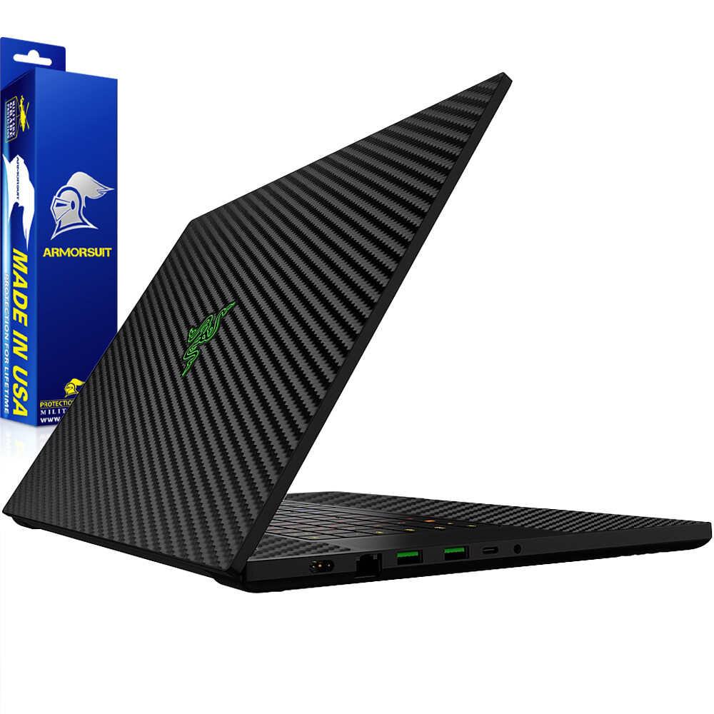 Armorsuit Black Carbon Fiber  Skin Wrap Film for Razer Blade 16 Made in US