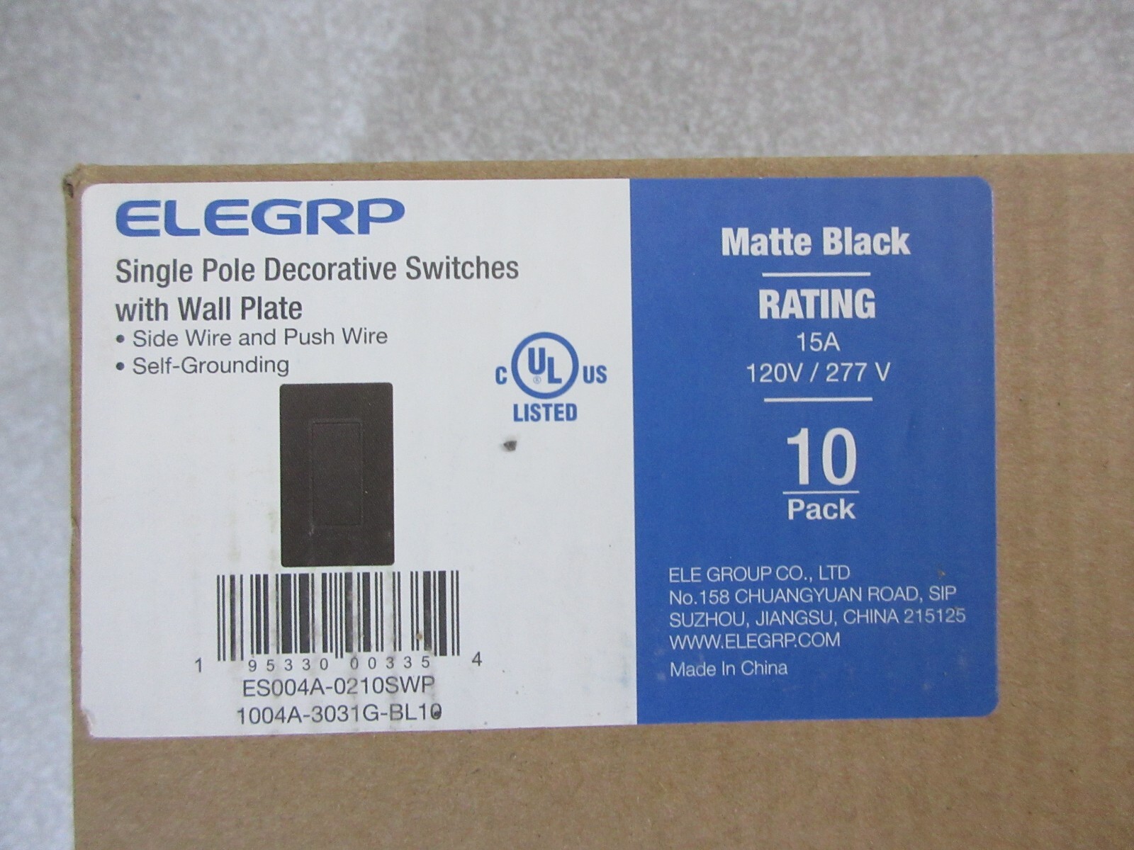ELEGRP Decorator 15Amp 125Volt Residential Grade Grounding Duplex Outlet - 10PK
