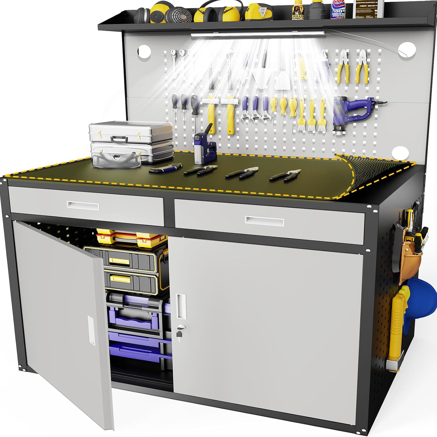 48" Work Bench,Heavy Duty 2200 LBS Capacity Workbench with Drawers and Storage,W
