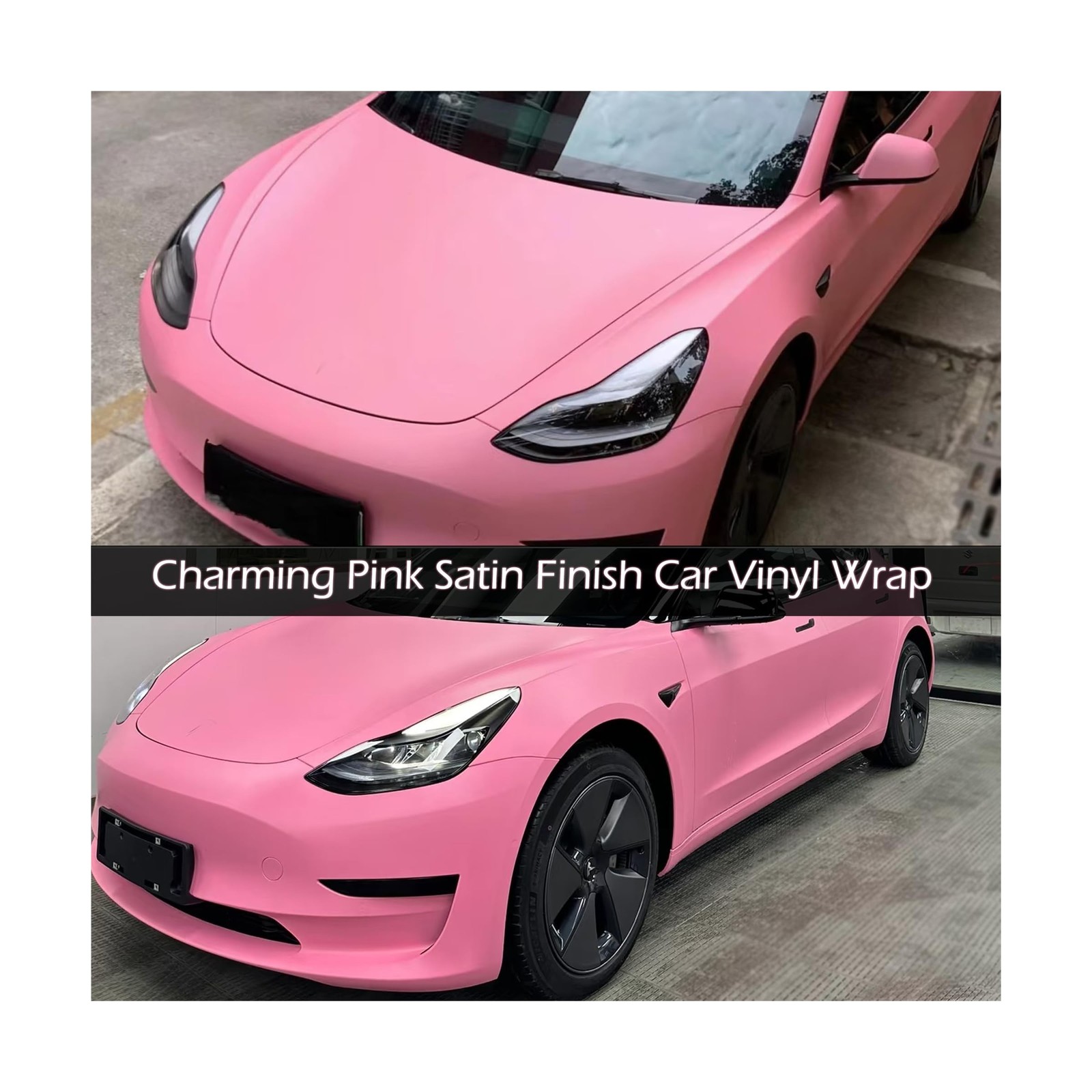 Matte Pink Car Vinyl Wrap Film Charming Pink Satin Finish Self Adhesive DIY C...