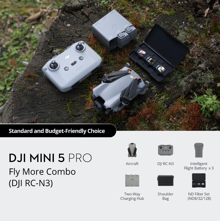 DJI Mini 5 Pro Fly More Combo With DJI RC-N3 Controller 3Batteries No Tariffs In