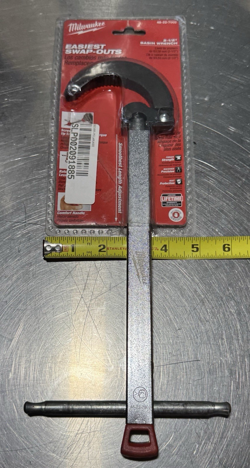 Milwaukee 48-22-7002 Basin Wrench - 2 1/2" Capacity Adjustable Lengths
