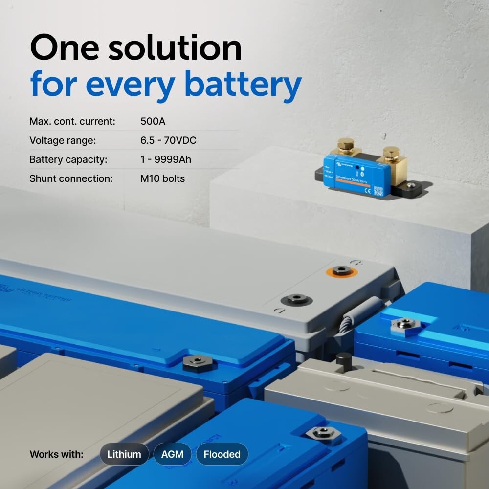 Victron SmartShunt 500A IP65 Bluetooth Battery Monitor 6.5-70V VE.Direct