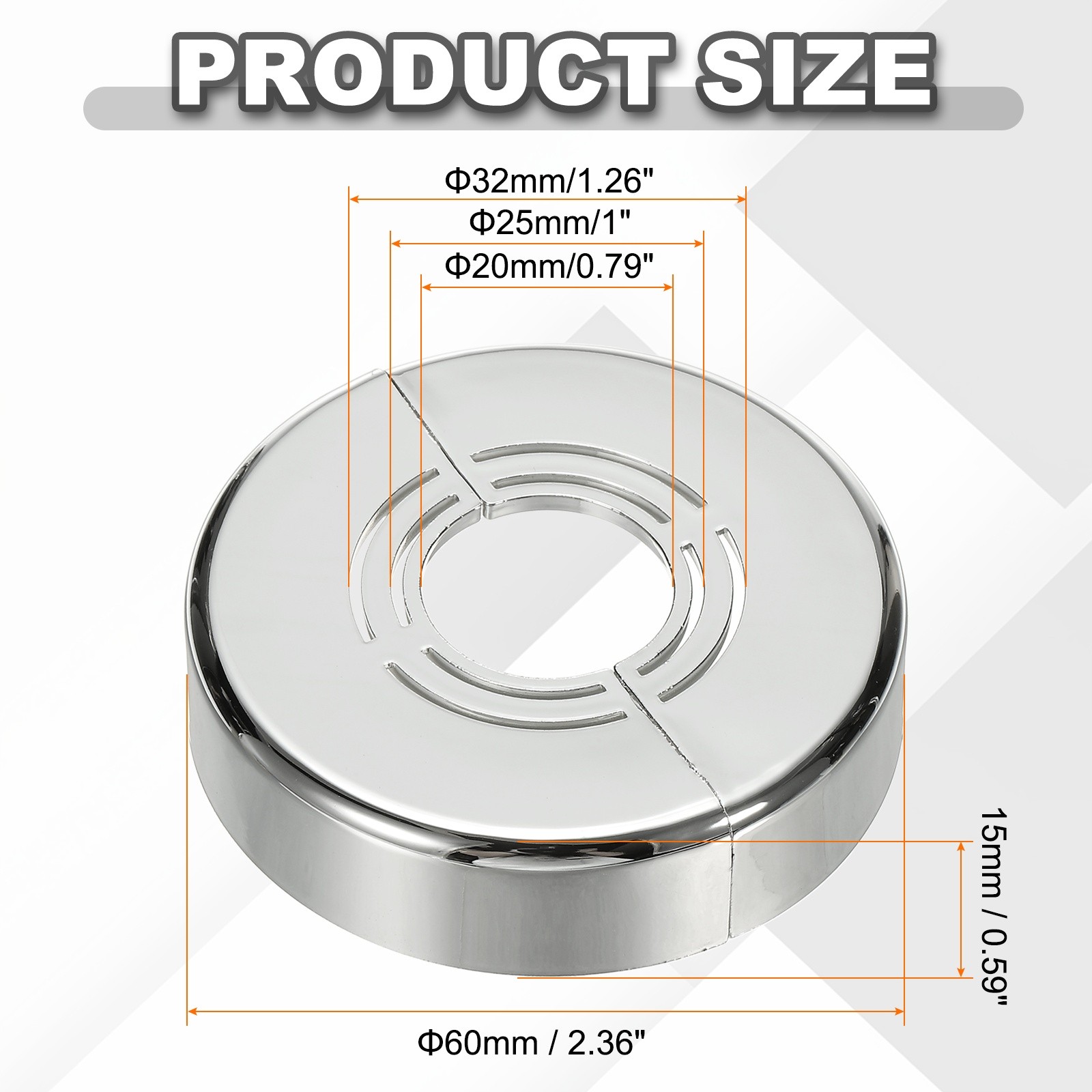 4pcs Wall Split Flange 0.59" Plastic Round Split Flange Pipe Cover, Silver