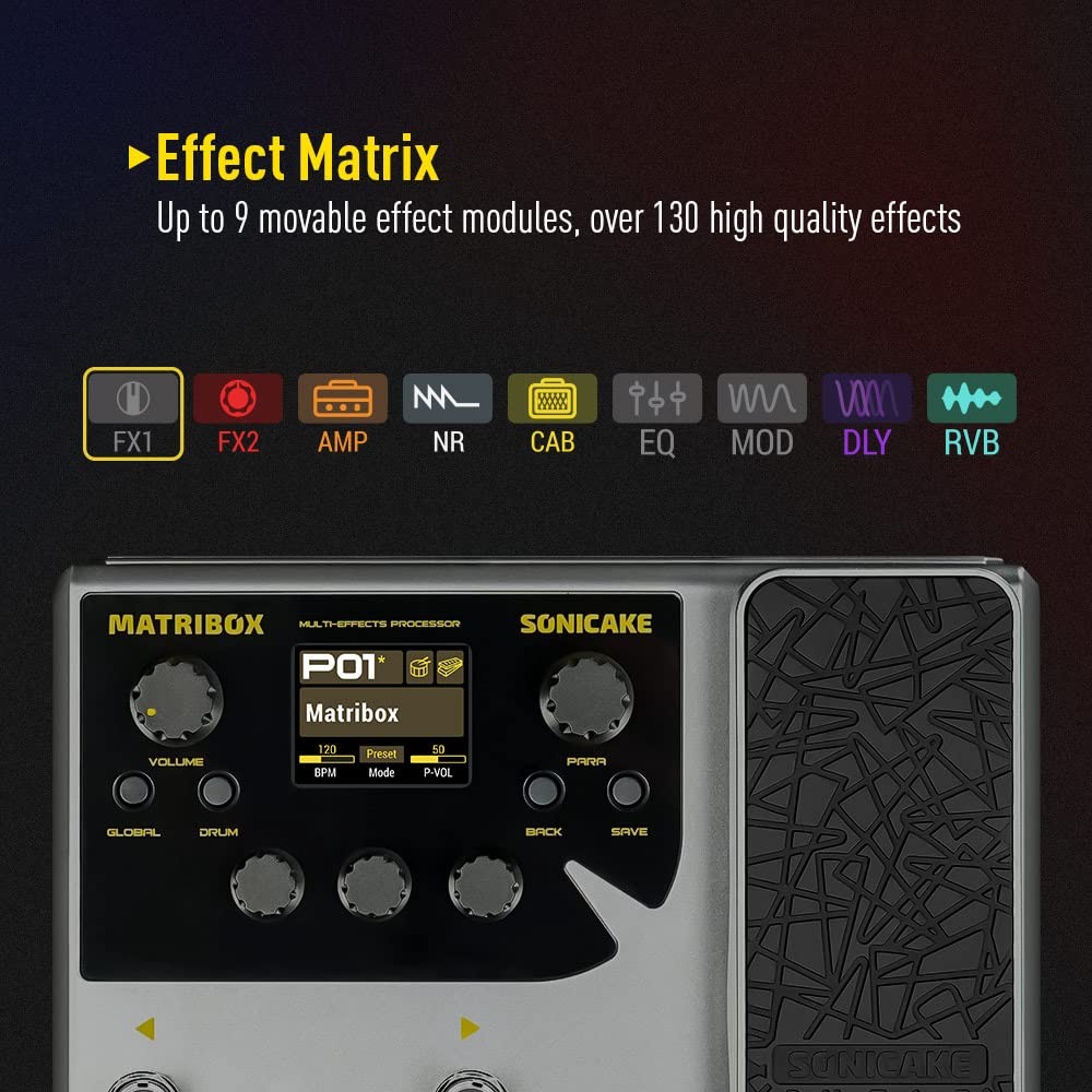 SONICAKE Multi Effects Processor with Expression Pedal Guitar Bass Amp Modeling