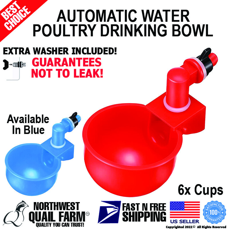 Chicken Automatic Watering Cups 6PCS Drinker Waterer for Duck Quail Hen Poultry
