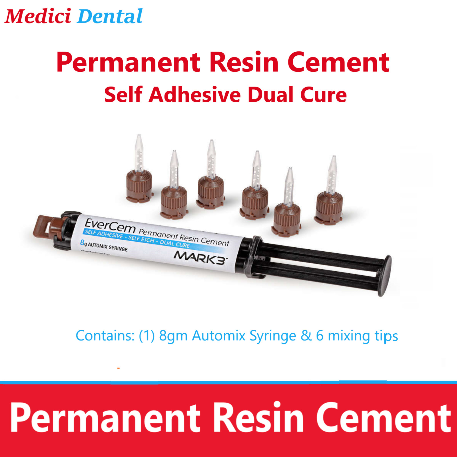 Permanent Resin Cement Universal Dual Cure 8gm. Automix Syr, Exp: 02/2028