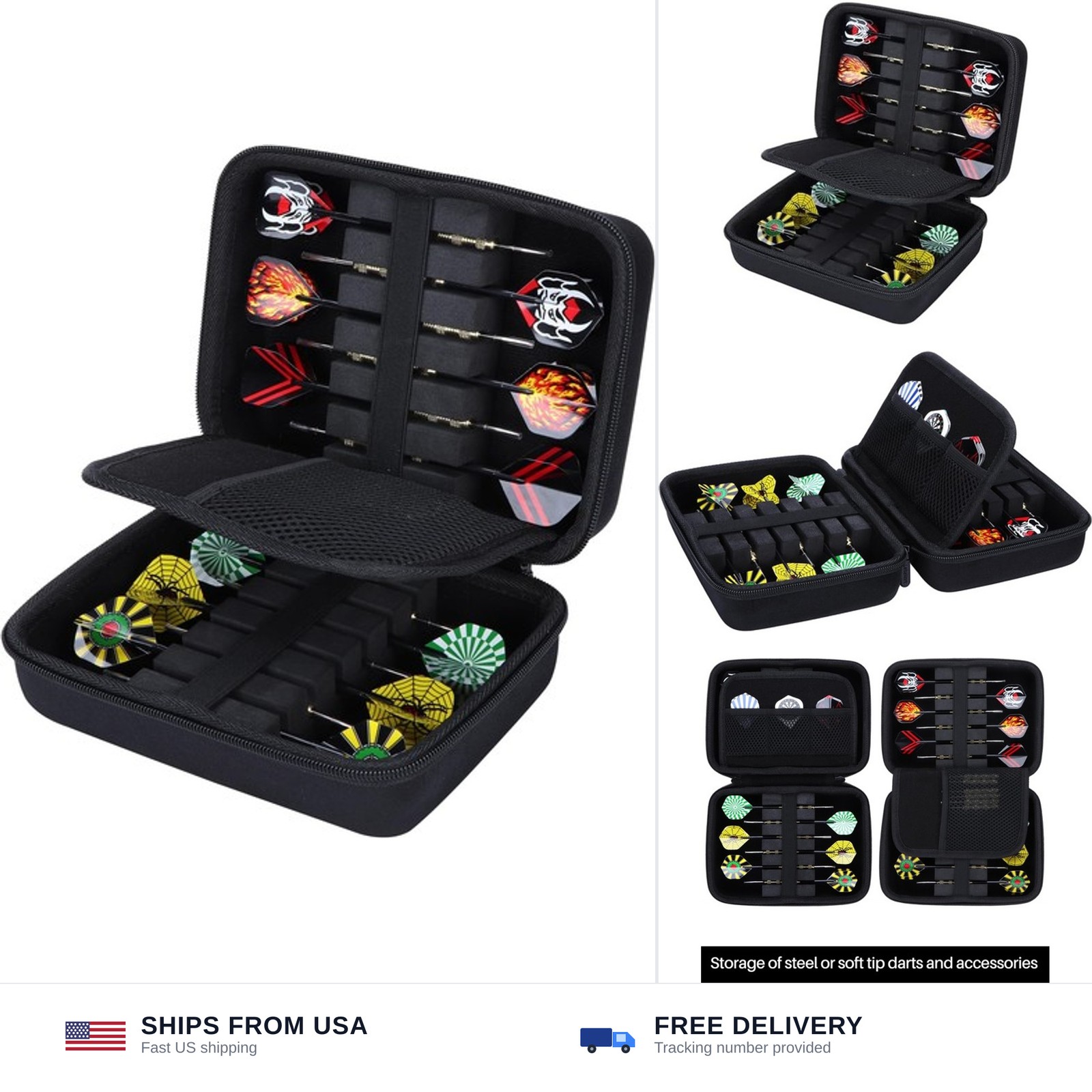 Lebakort Hard Case Compatible with Steel or Soft Darts Set, Storage Holder Fi...