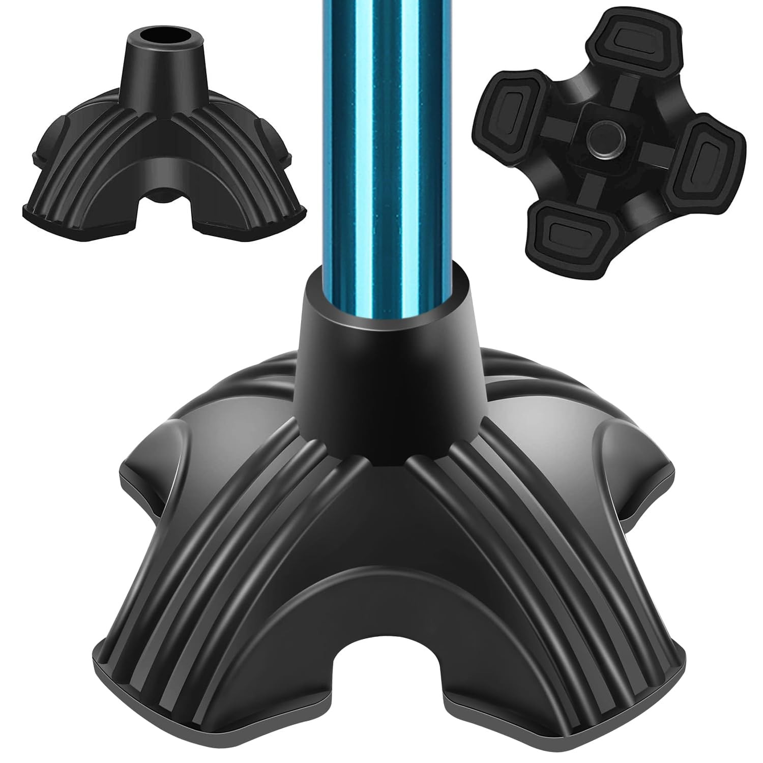 supregear Cane Tip 1 inch Heavy Duty - Self Standing Non-Slip Rubber Quad Bas...