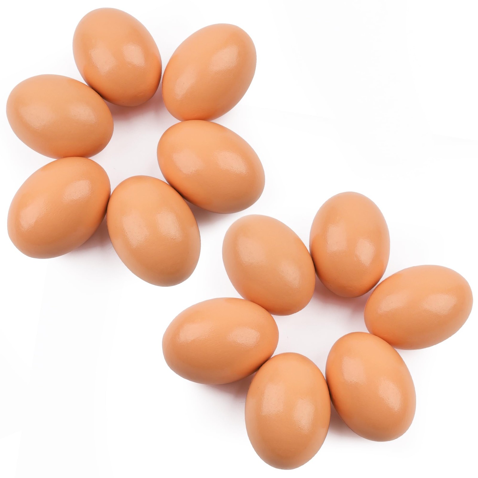 Wooden Easter Eggs 12 Pcs Craft Nest Brown Dummy Eggs For Chicken Coop Decoratio