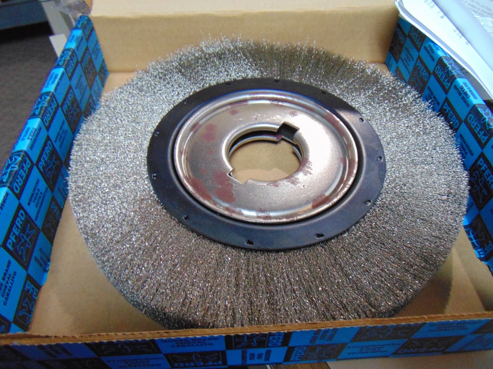 PFERD 10" OD Crimped Wheel, Wide Face, .006" ss Wire 2"AH With 81175 keyway
