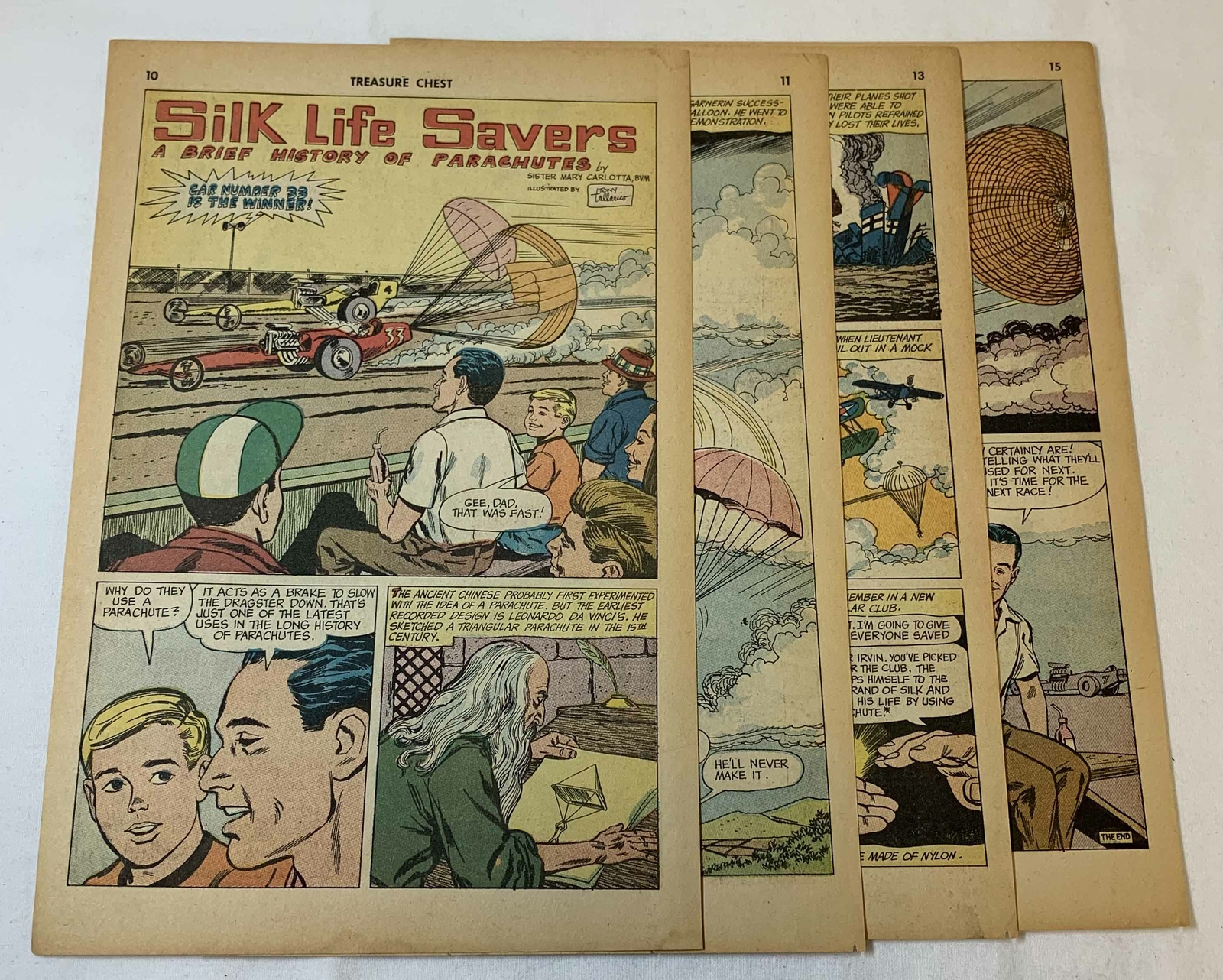 1968 six page cartoon story ~ HISTORY OF PARACHUTES