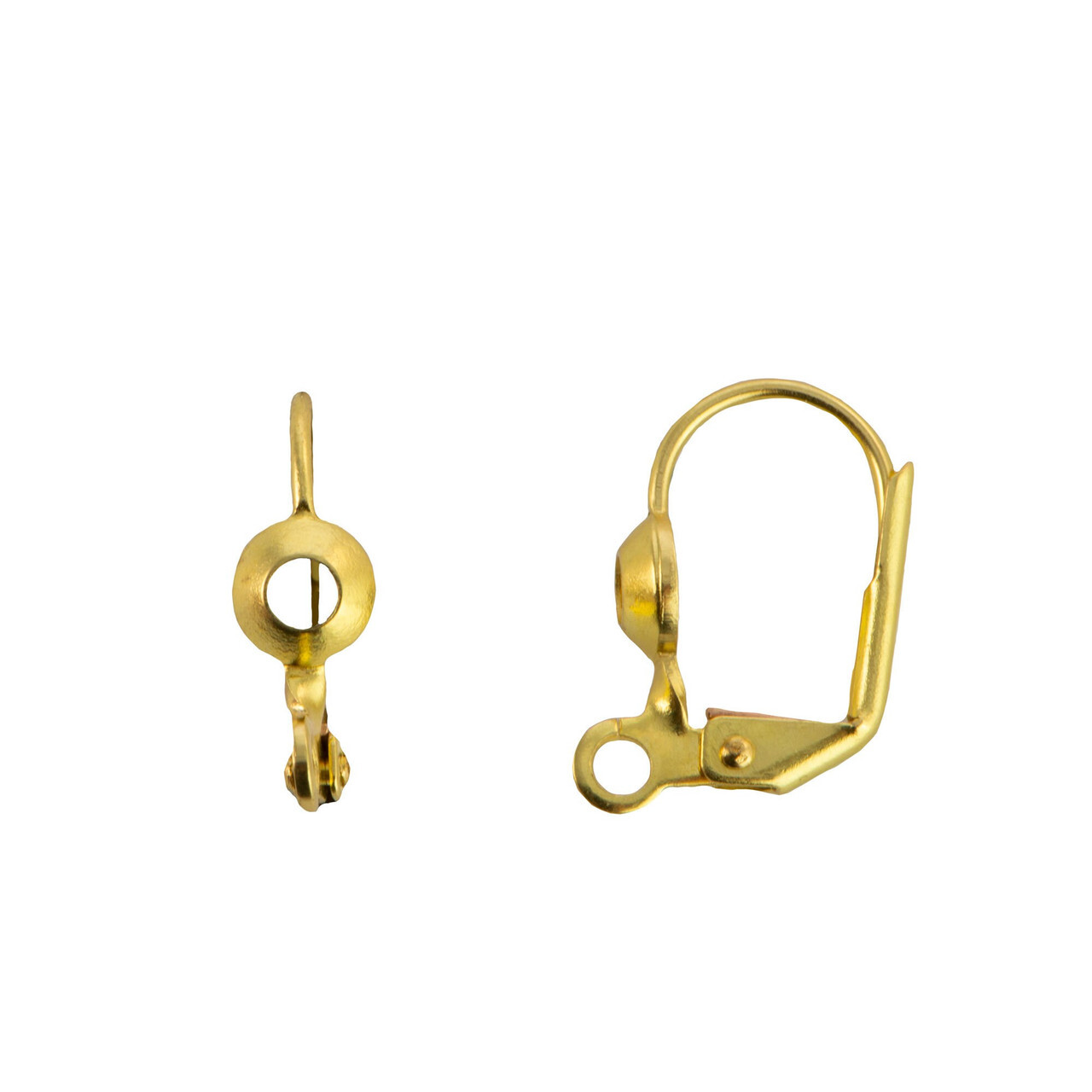 Raw Brass Lever Back Ear Wires with Open Pad Setting and Loop (10)
