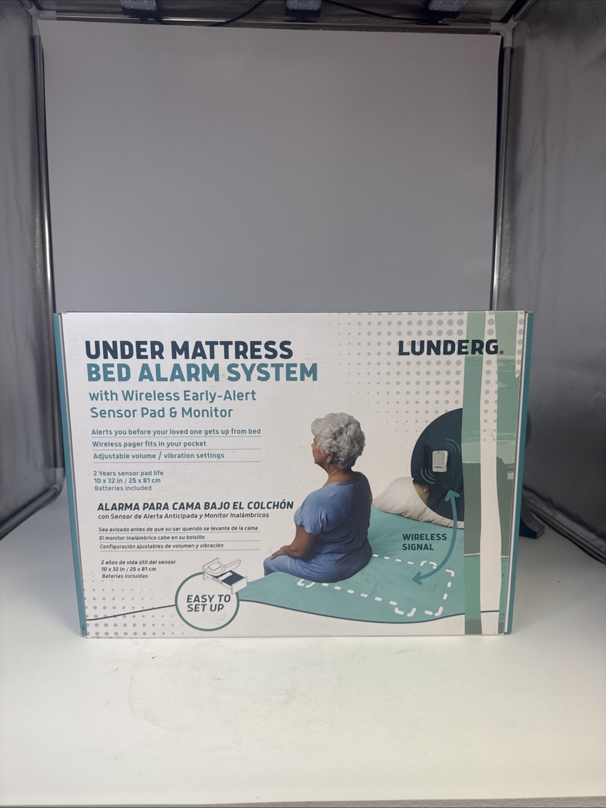 NEW Lunderg Under Mattress Wireless Early Alert Bed Alarm Sys Sensor+Pad+Monitor
