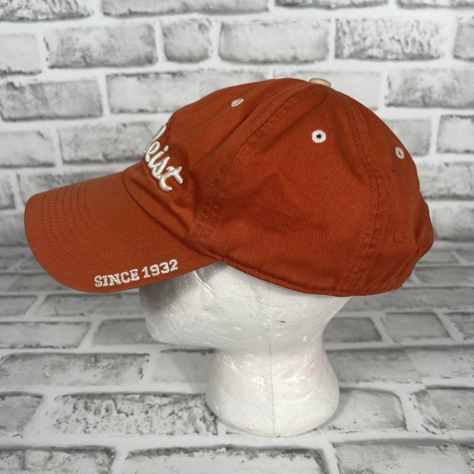 Titleist Since 1992 Script Embroidered on Orange Hat Adjustable Strap Buckle