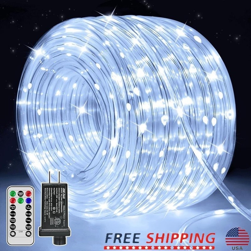 LED Rope Light 100ft Waterproof Remote Dimmable Timer 8 Modes Indoor Outdoor New