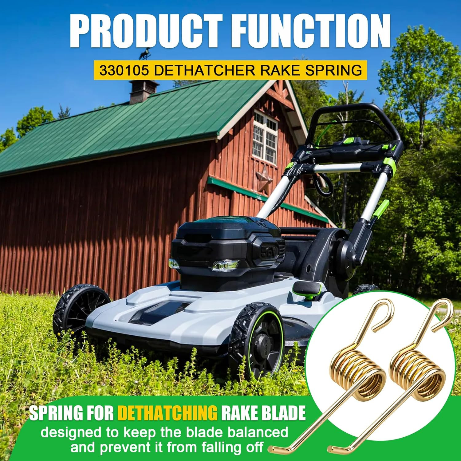 Spring 3-Pack Lawn Rake Dethatcher Tension Adjustment Thatch Removal Maxpower