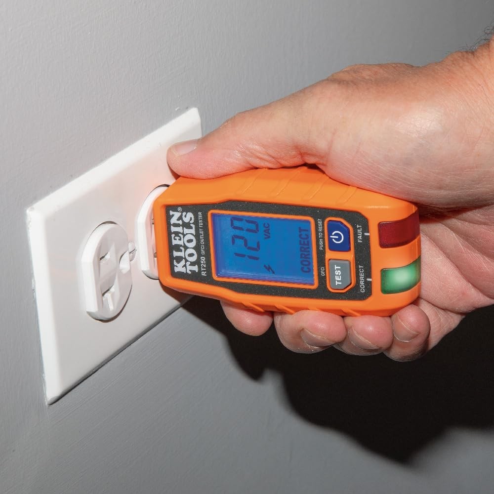 Klein Tools GFCI Receptacle Tester with Backlit LCD & Auto-Hold Function - 120V