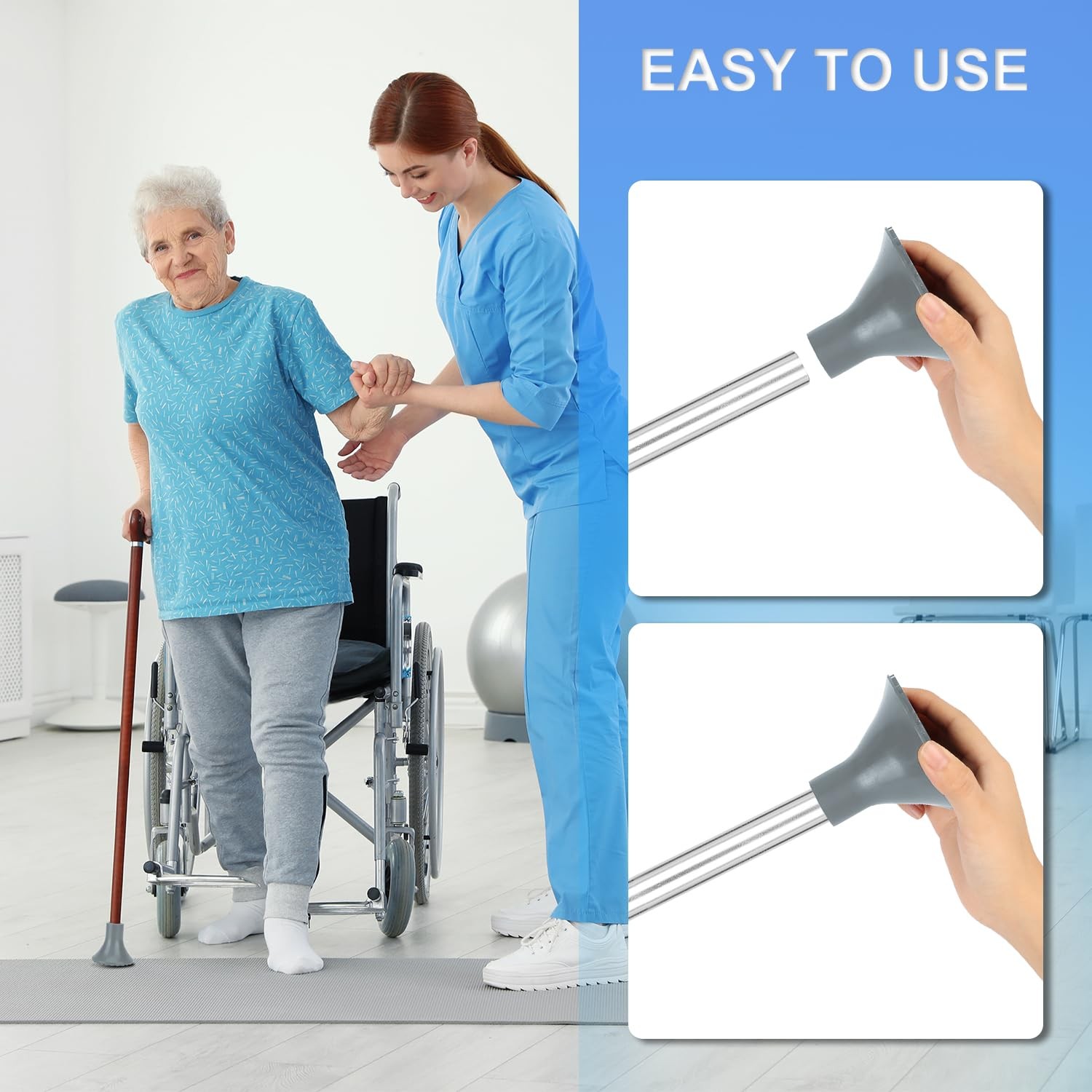 7/8-inch Heavy Duty Crutch Tip Non-Slip Rubber Replacement Cane Tips Grey