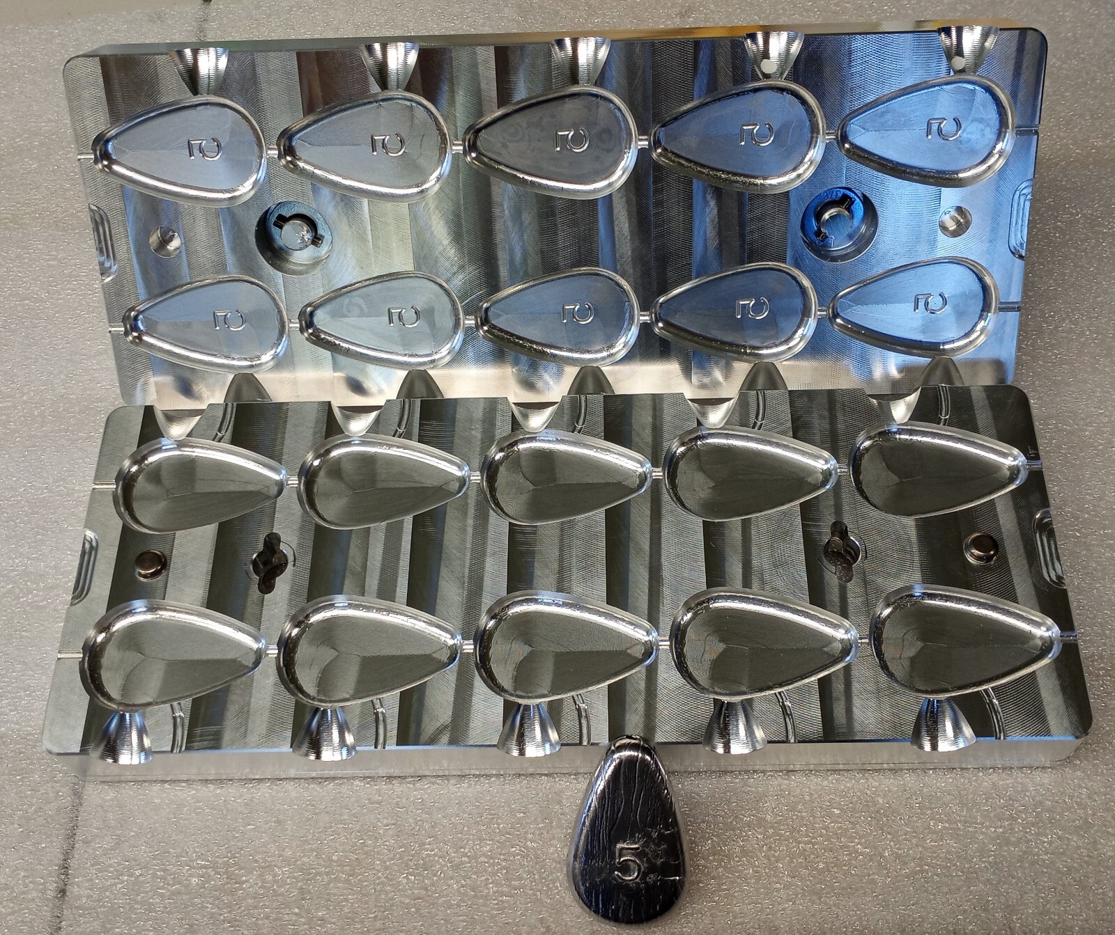 5 oz No Roll Sinker Mold -   10 CAVITY Production Mold