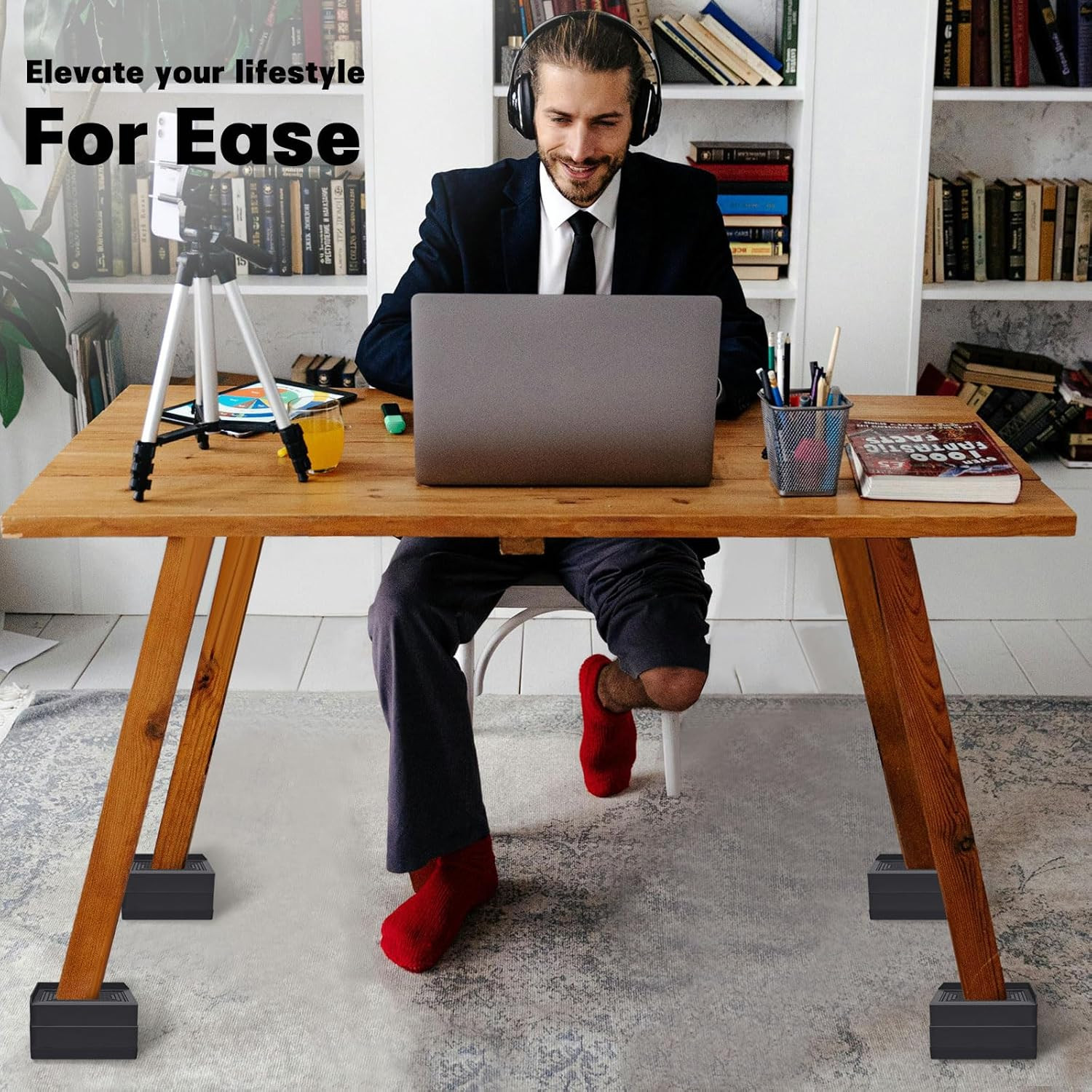 Rectangle Bed Risers, 3 Inch Heavy Duty Adjustable Furniture Risers for Bed Sofa