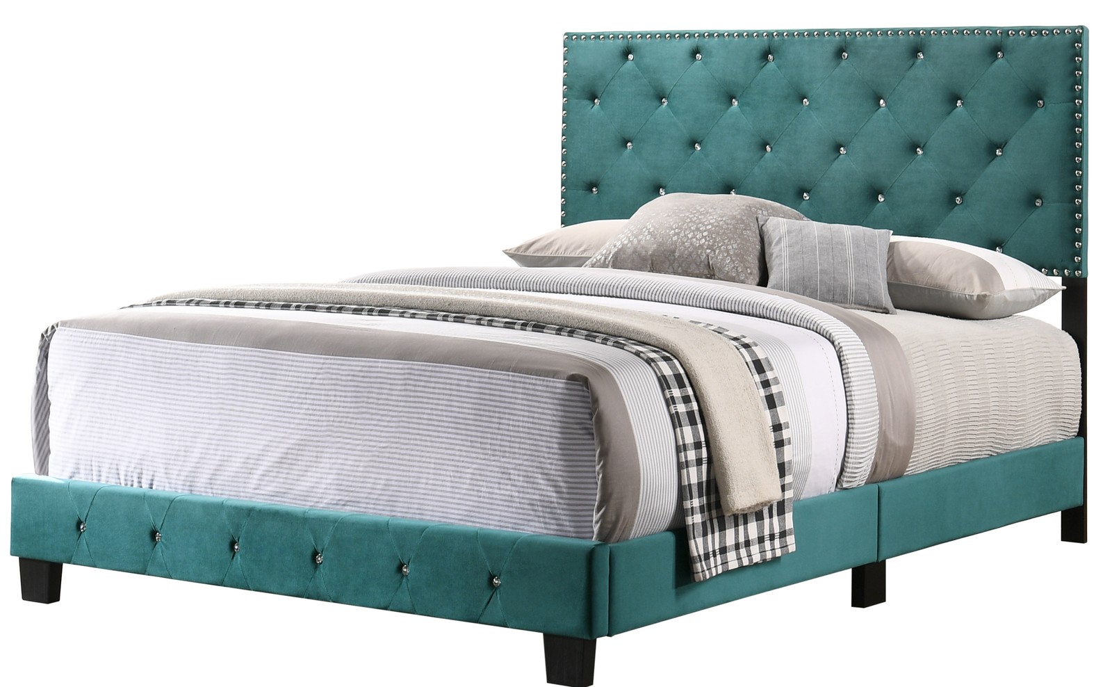 Teal 2 Drawer Nightstand, 48Hx58WxD Modern Bedside Table with Quick Assembly