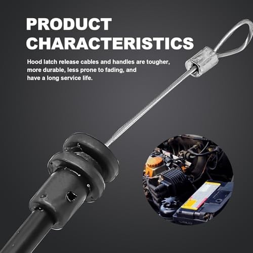 Hood Latch Release Cable Assembly with Handle, Compatible with Bronco F150