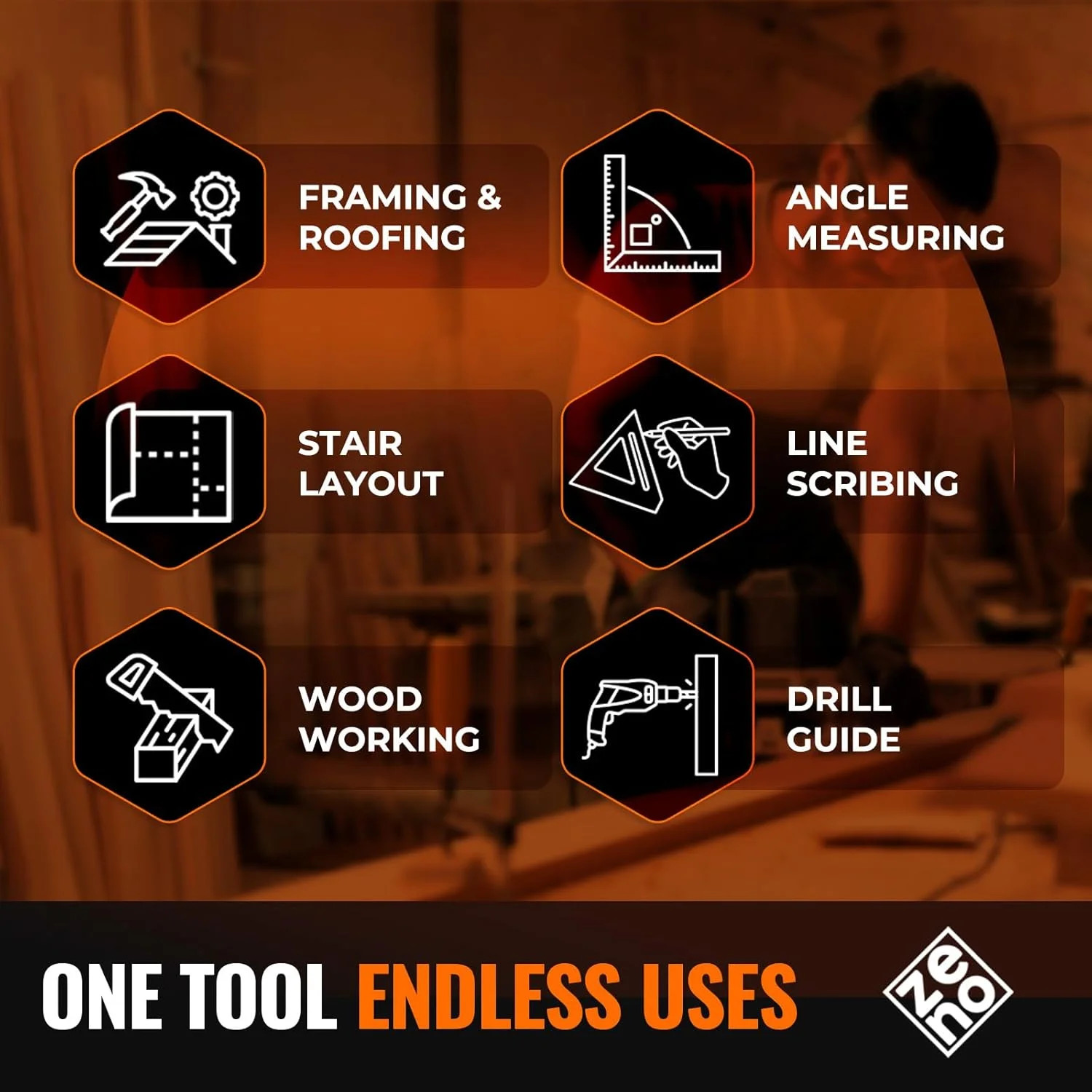 Carpenter Square 7" All-in-1 Multi-Purpose Tools: Carpenter Pencils, Extra Lead