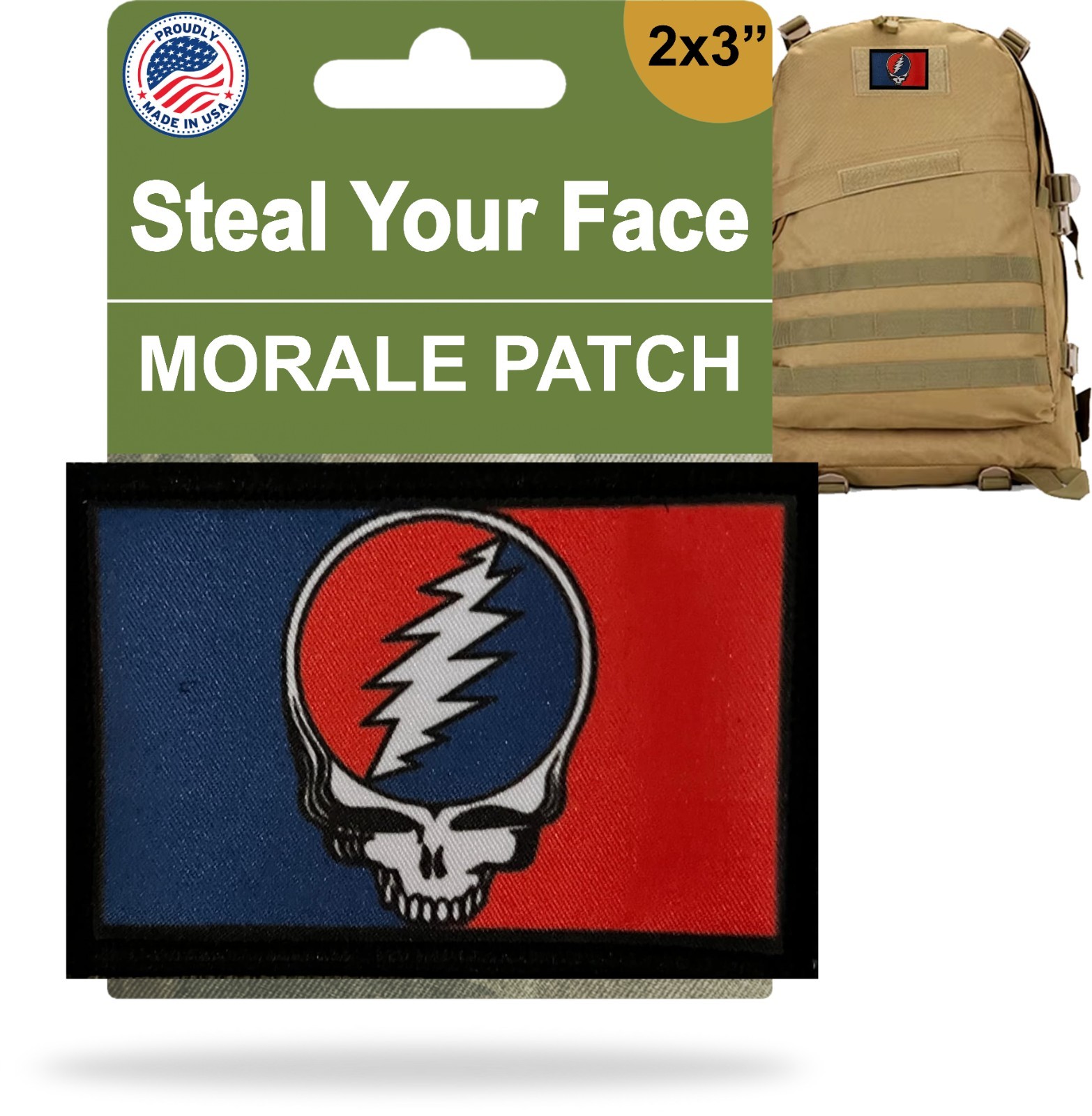 2x3" Steal Your Face Morale Patch Military Tactical Army Flag USA