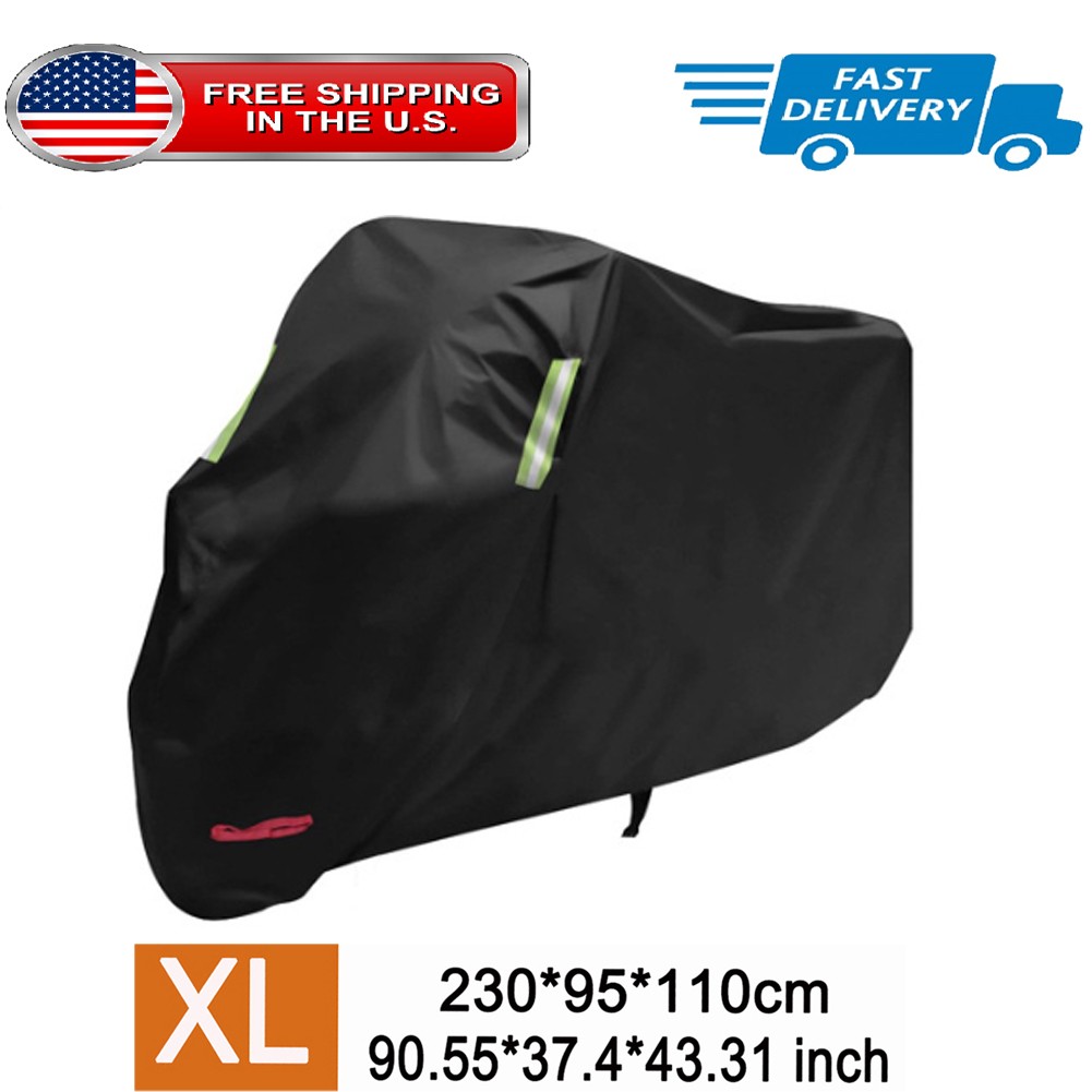 Interior Sivler & Exterior Black Waterproof Motorcycle Cover For Outside Storage