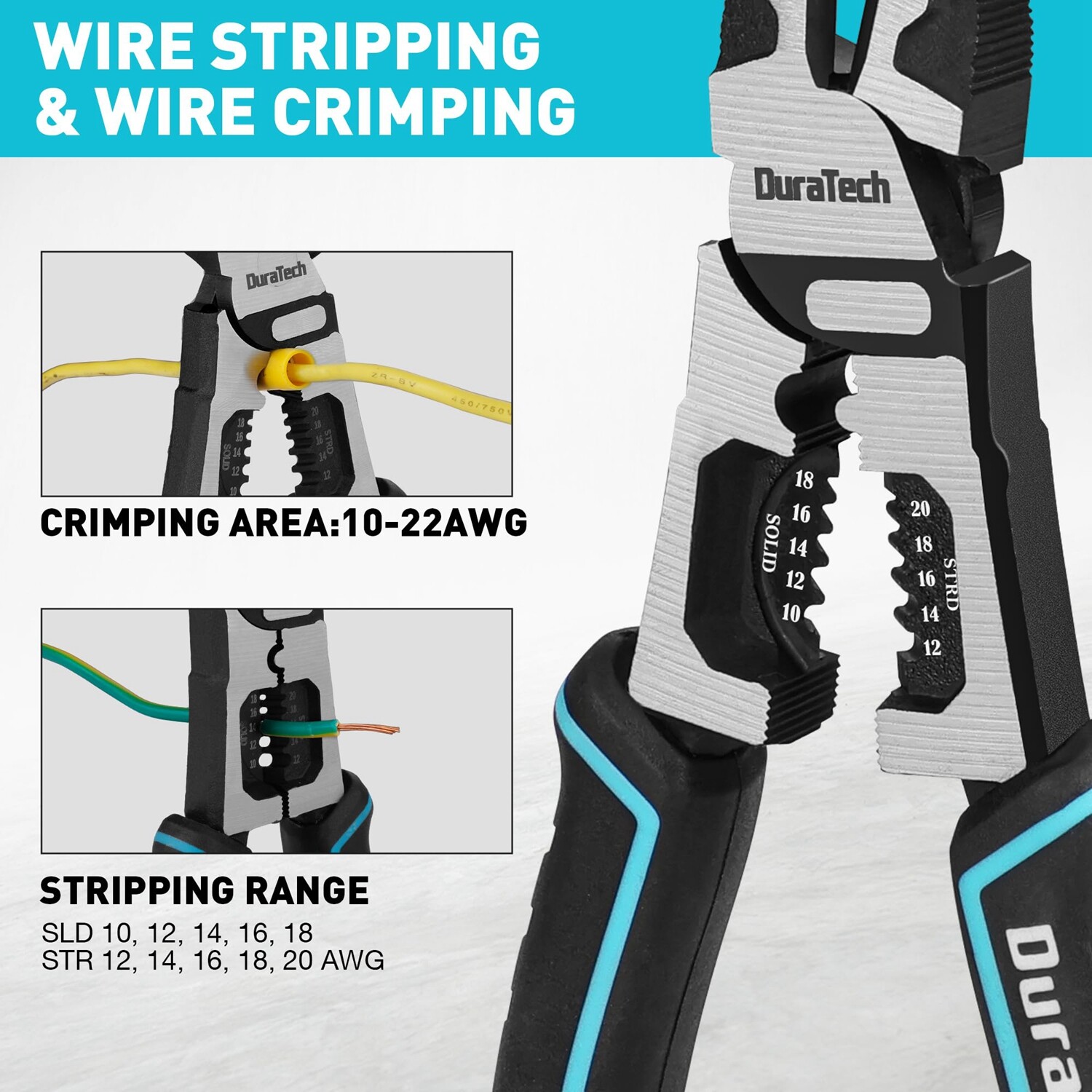 DURATECH 4-in-1 Diagonal Cutting Plier 8" Multifunction Heavy Duty Wire Stripper