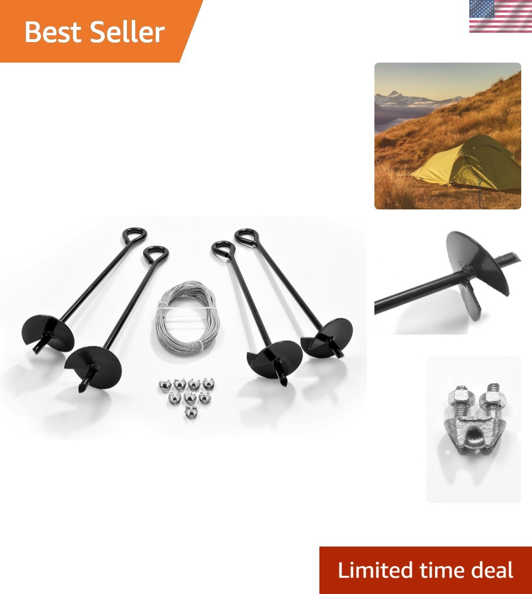 Ashman Ground Anchors - Heavy-Duty Augers with Wire for Ultimate Stability