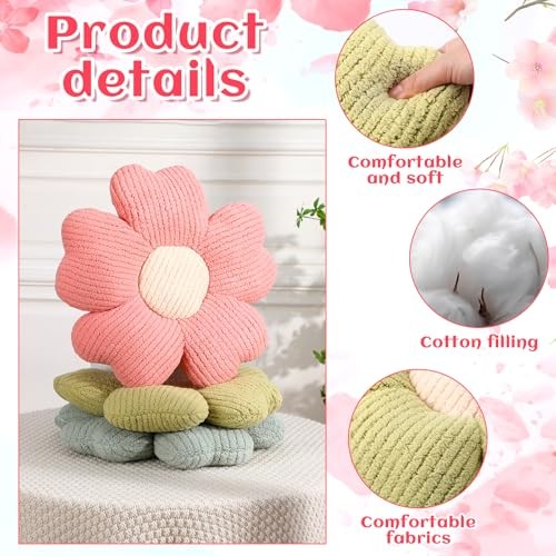 6 Pcs Flower Shaped Pillows Daisy Floor Throw Pillows 15 Inch Bright Color