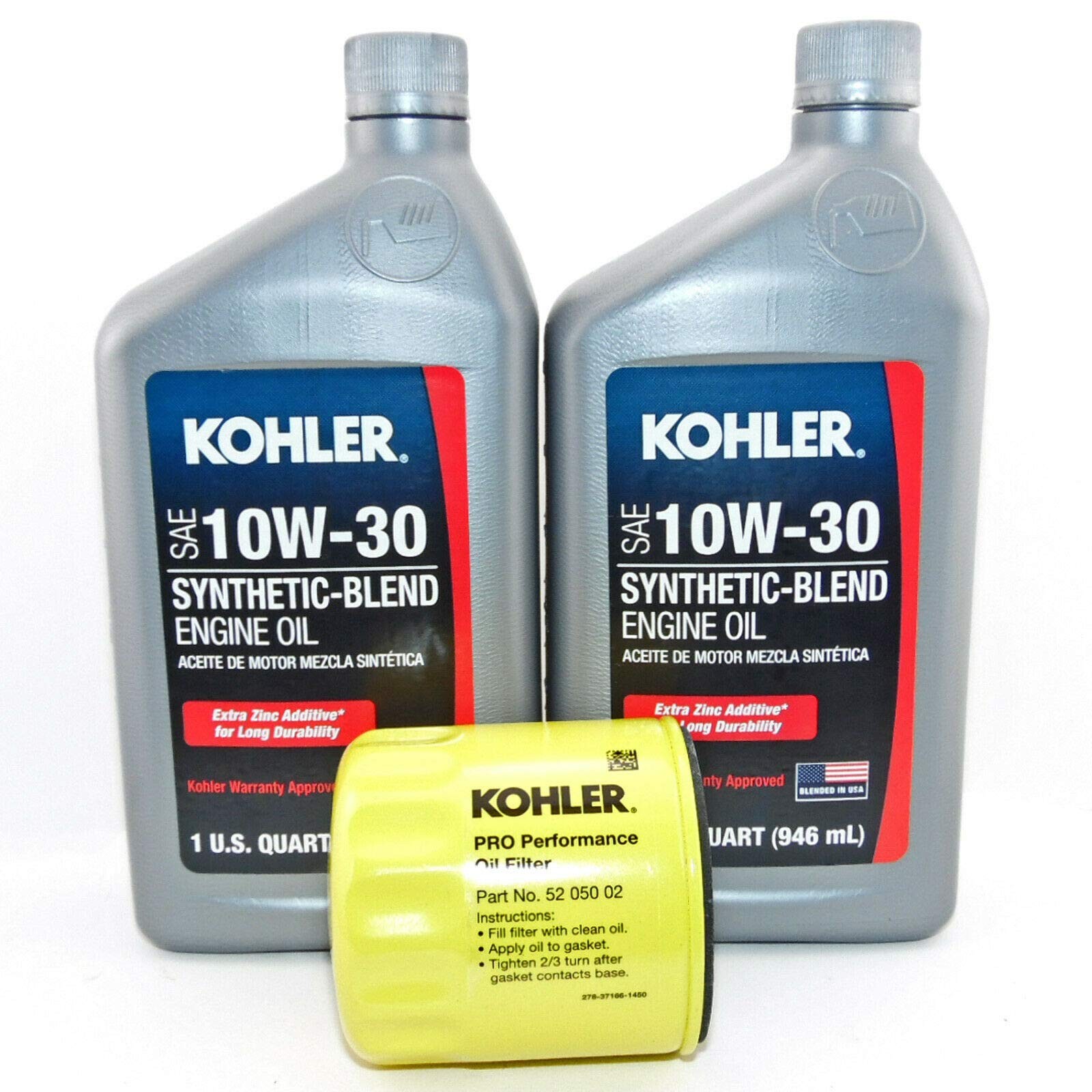 Maintenance 2 Qts Synethetic Blend 10W30 Kohler Engine Oil & (1) 52 050 02-S1...