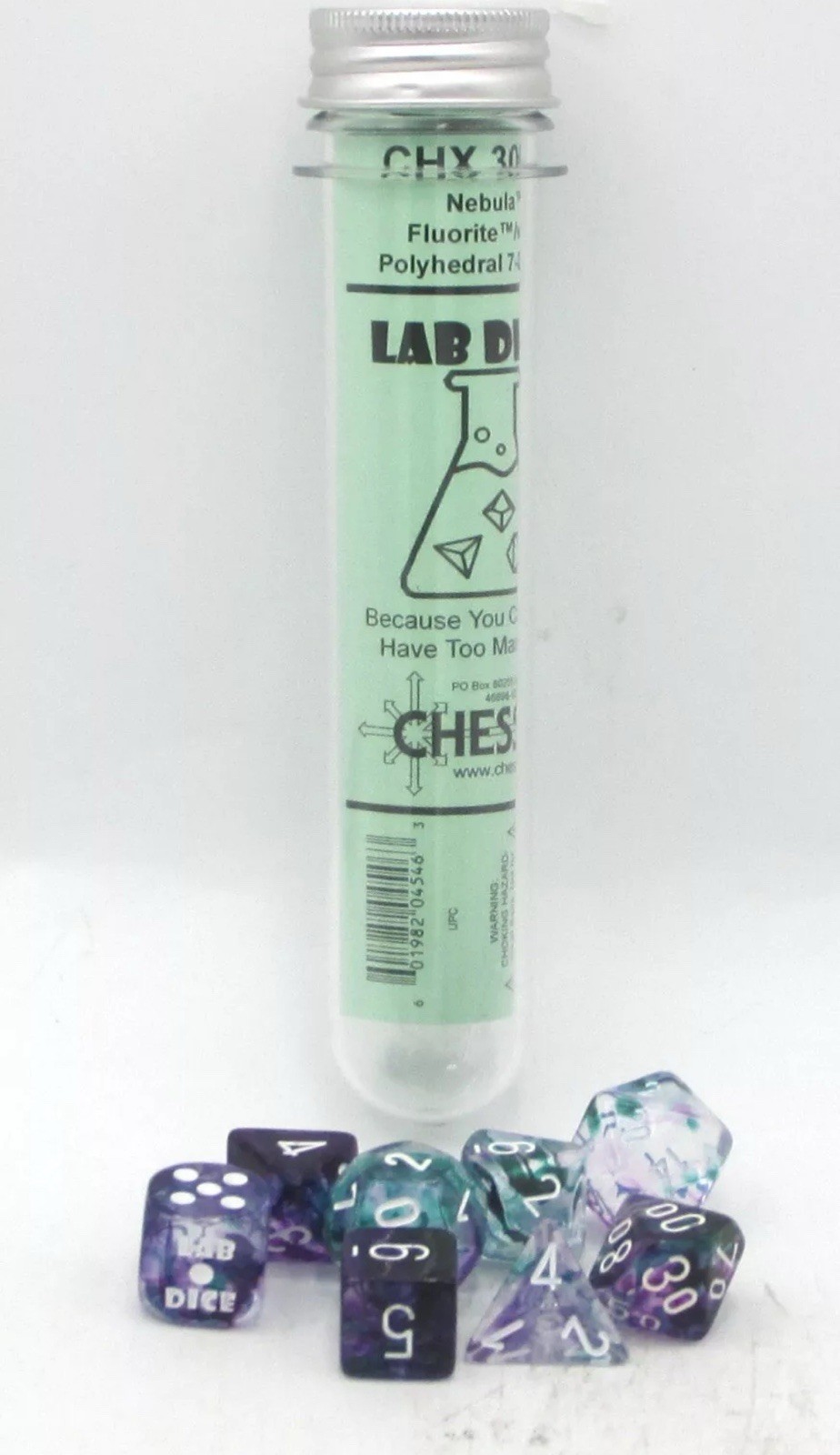 Chessex Lab Dice 8 CHX 30068 Nebula Fluorite/White (Polyhedral 7-Die Set)