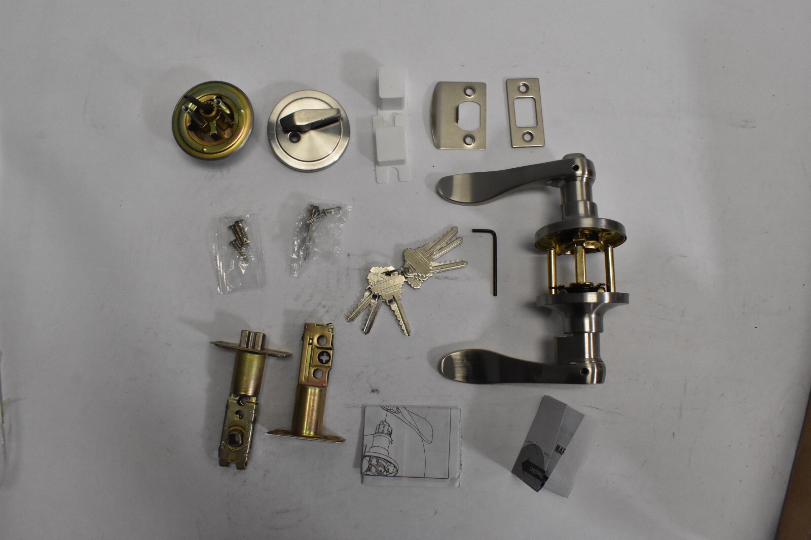 Front Entry Door Combo Handle Lock Set Wave Lever Single Deadbolt