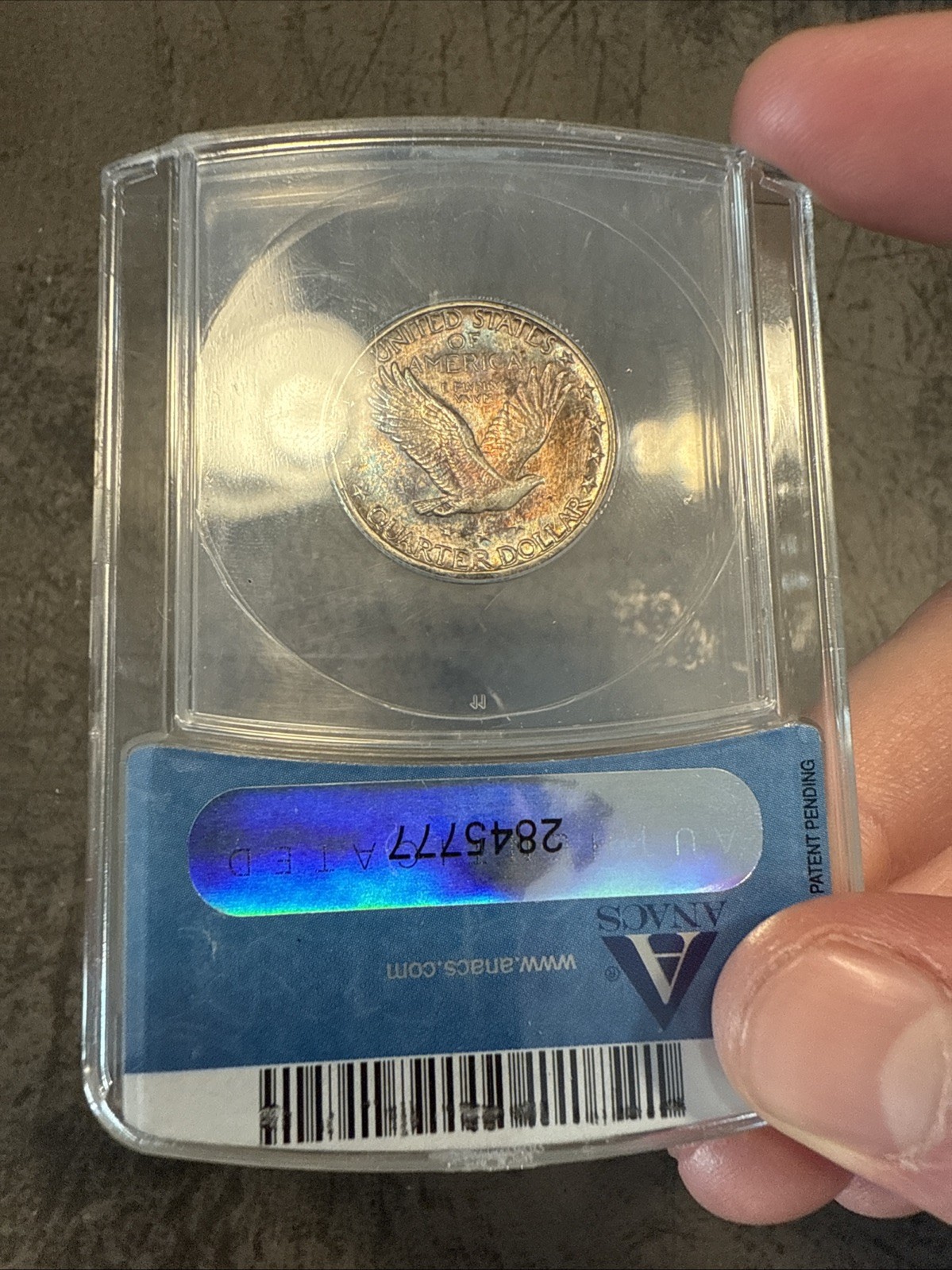 1928-S Standing Liberty Quarter ANACS MS63 Colorful Toning Dual Sided