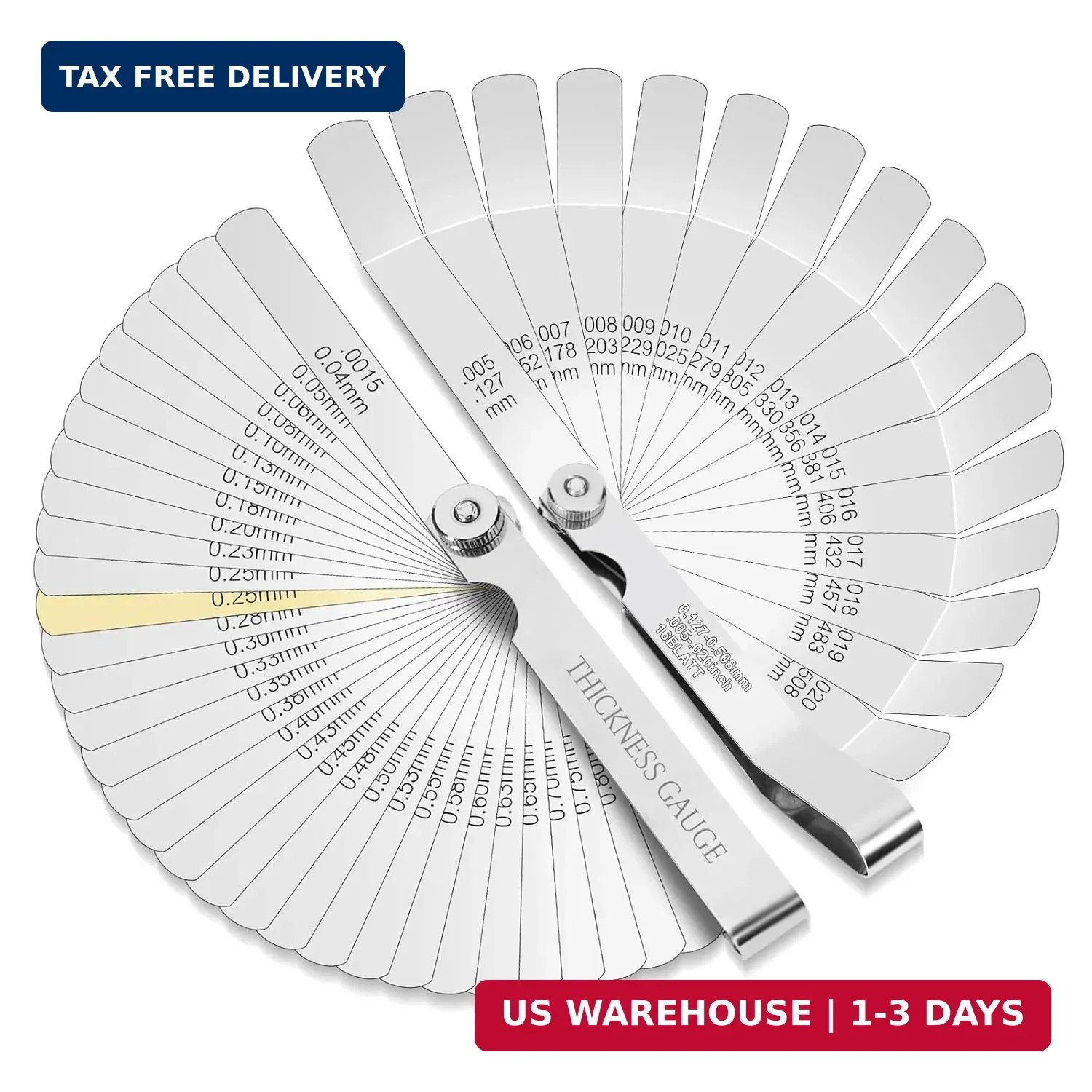2Pcs Stainless Steel Feeler Gauge Set,32 Straight Blades Feeler Gauge16 Piece...