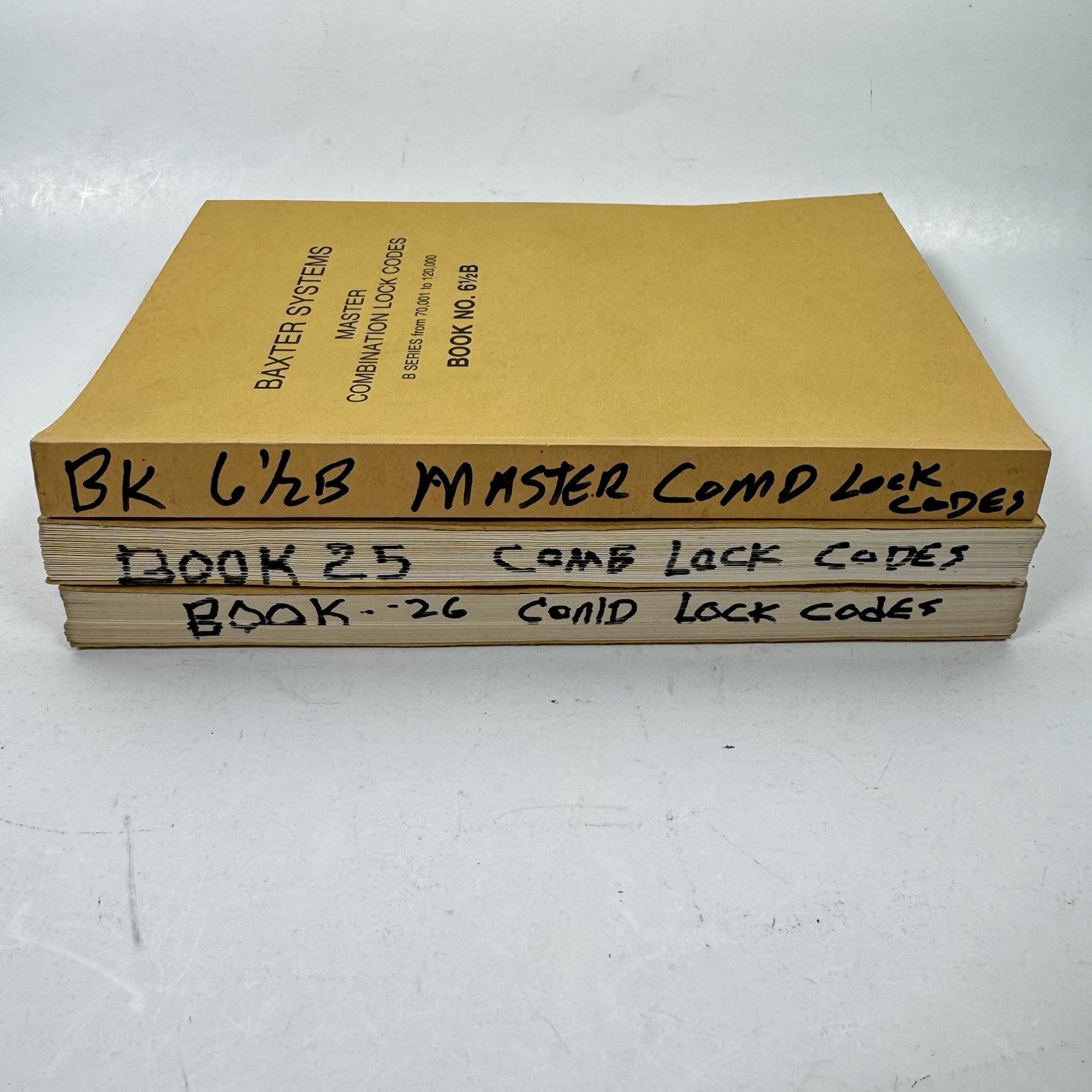 Lot 3 Baxter Systems Master Combination Lock Codes B Series 6 1/2B N0 25 + NO 26